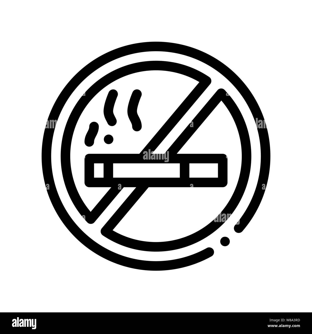 Non FUMARE VIETATO vettore di segno sottile Icona di linea Illustrazione Vettoriale