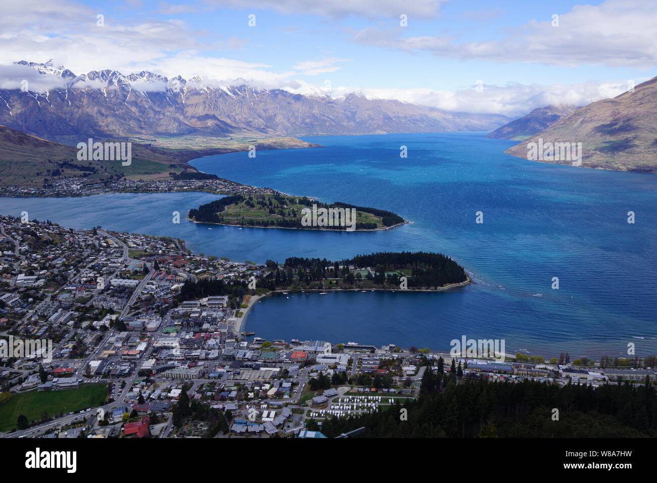 Vista su Queenstown da Bob's Peak Foto Stock