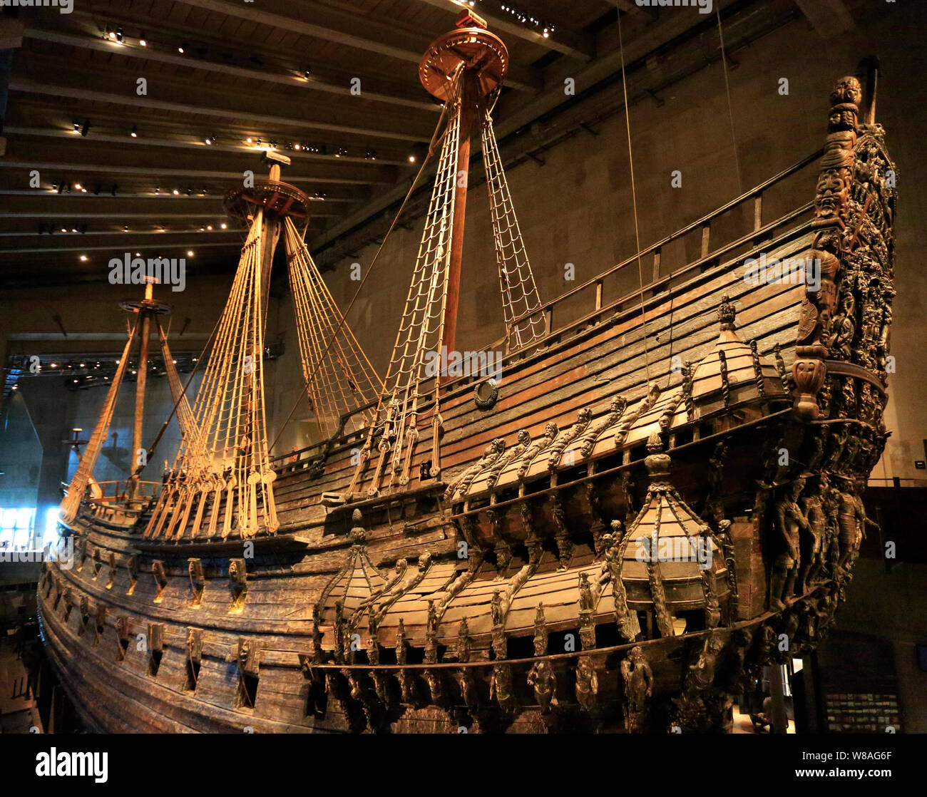 Il Museo Vasa a Stoccolma in Svezia visualizza il Vasa, un pienamente recuperato il XVII secolo nave Foto Stock
