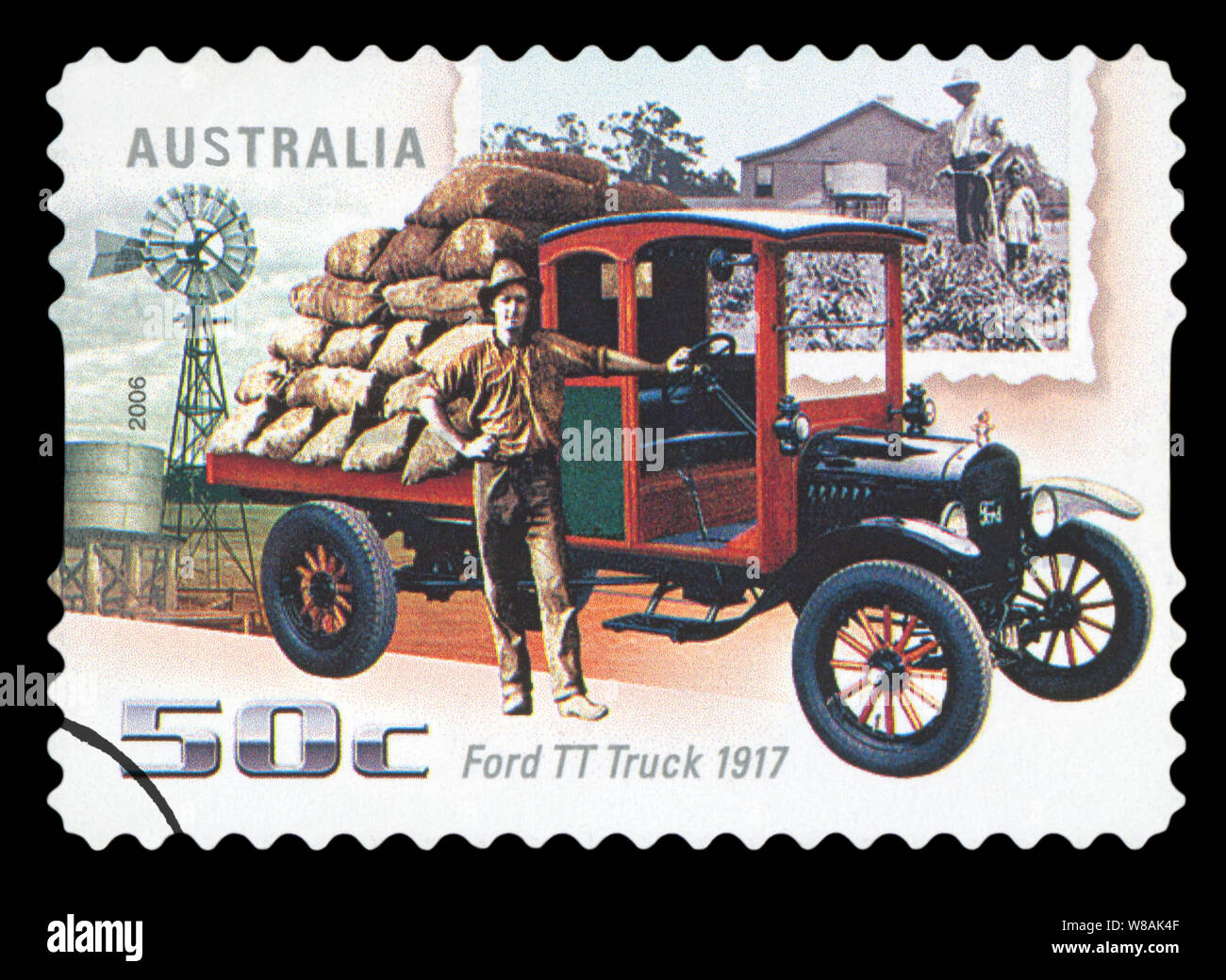 AUSTRALIA - circa 2006: un timbro stampato in Australia mostra immagine di un 1917 Ford TT carrello, serie, circa 2006 Foto Stock