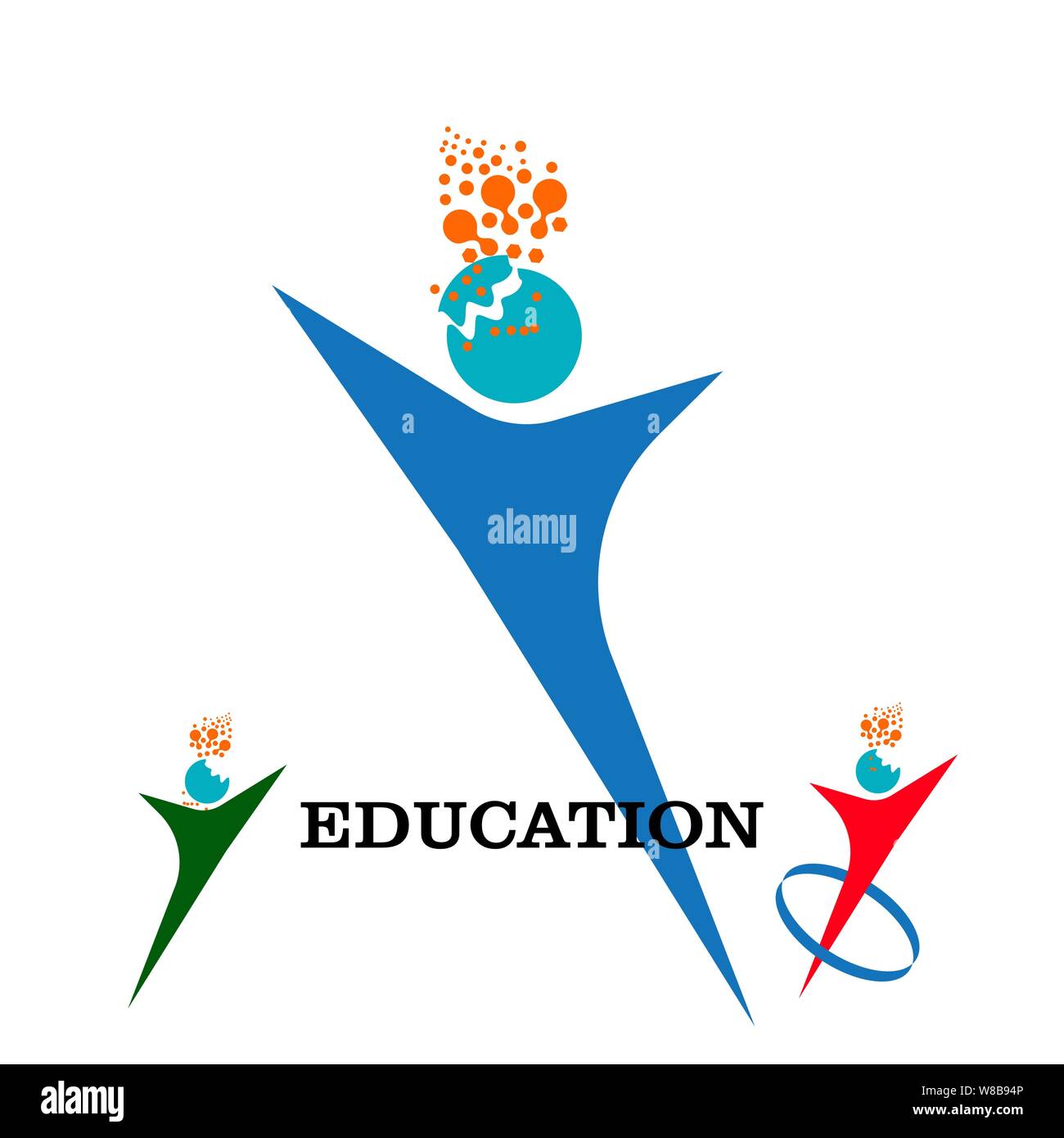 Istruzione modello logo con il logo del cervello silhouette design template vettoriale. Credo idea concetto. brain storm pensando di potenza del cervello icona logotipo Illustrazione Vettoriale