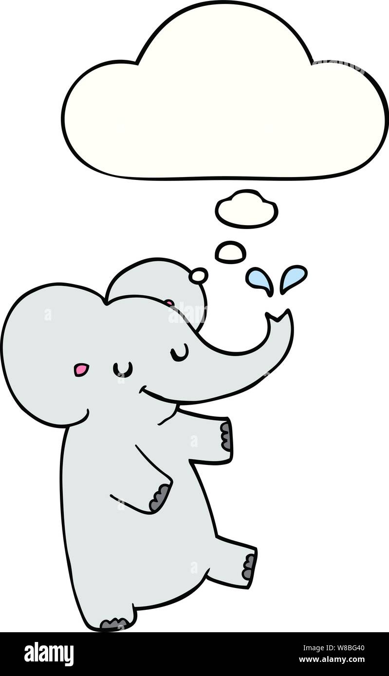 Cartoon dancing elephant con fumetto pensiero Illustrazione Vettoriale