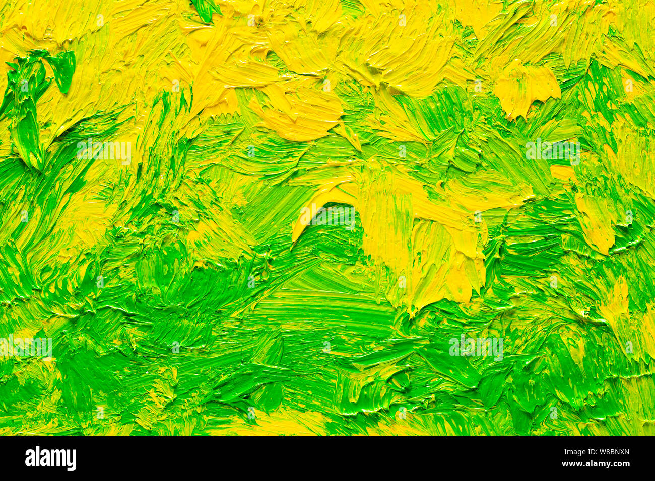 Quadro Astratto Verde Giallo Su Tela – Stampa D'Arte Moderna 45x30 Cm, Cornice In Legno Di Pino, Pronto Da Appendere, Panther Print
