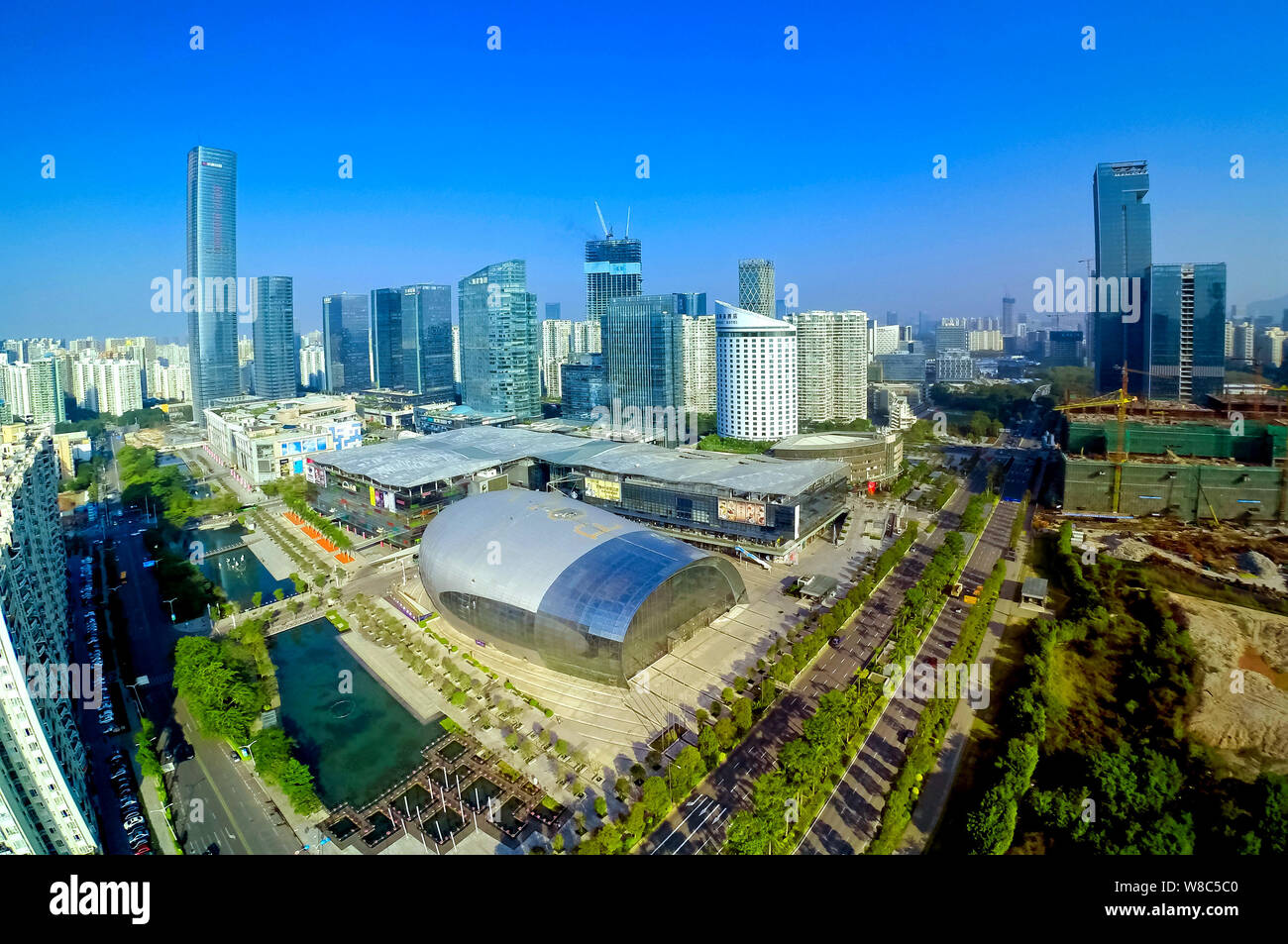 Vista aerea del quartiere di Nanshan, città di Shenzhen, Cina del sud della provincia di Guangdong, 17 gennaio 2015. Foto Stock