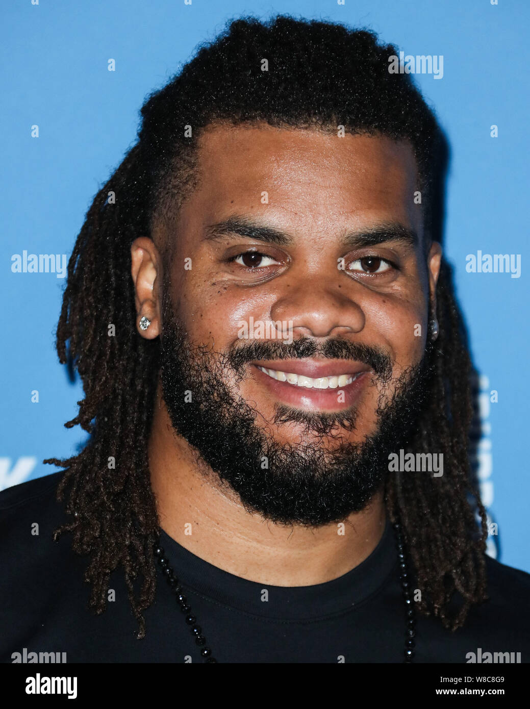 LOS ANGELES, CALIFORNIA, STATI UNITI D'AMERICA - agosto 08: Professional baseball pitcher Kenley Jansen arriva a Clayton Kershaw del settimo annuale di Ping Pong 4 Scopo finalizzata alla raccolta di fondi presso il Dodger Stadium il 8 agosto 2019 a Los Angeles, California, Stati Uniti. (Foto di Xavier COLLIN/Image Press Agency) Foto Stock