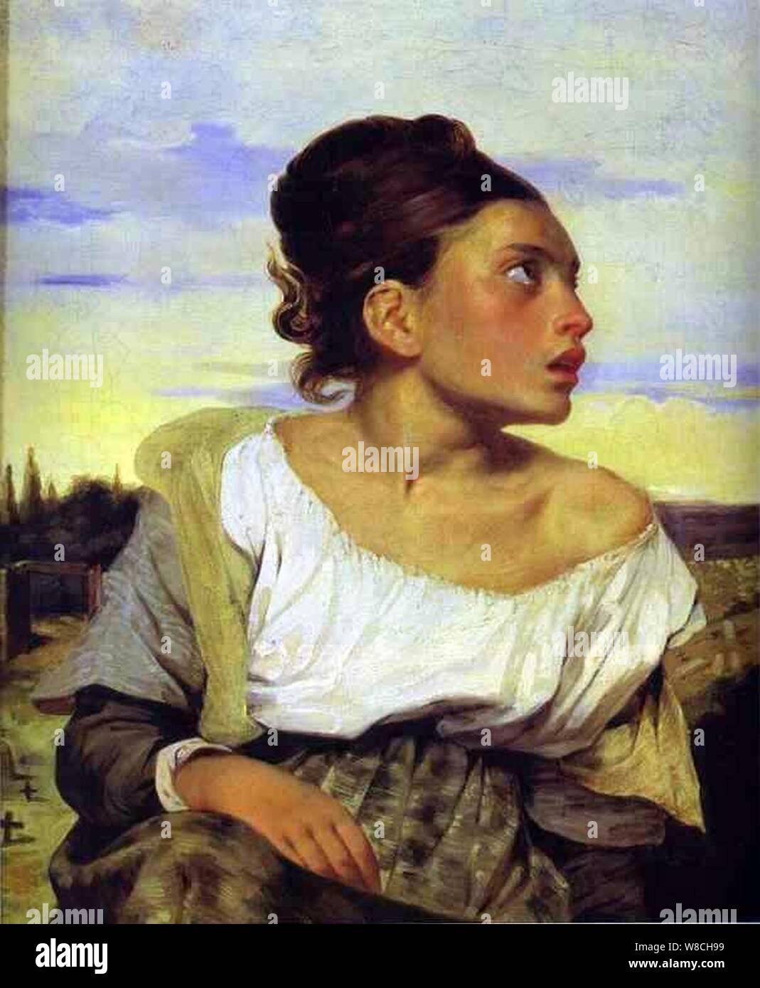 Eugène Delacroix. Ragazza seduti in un cimitero. Foto Stock