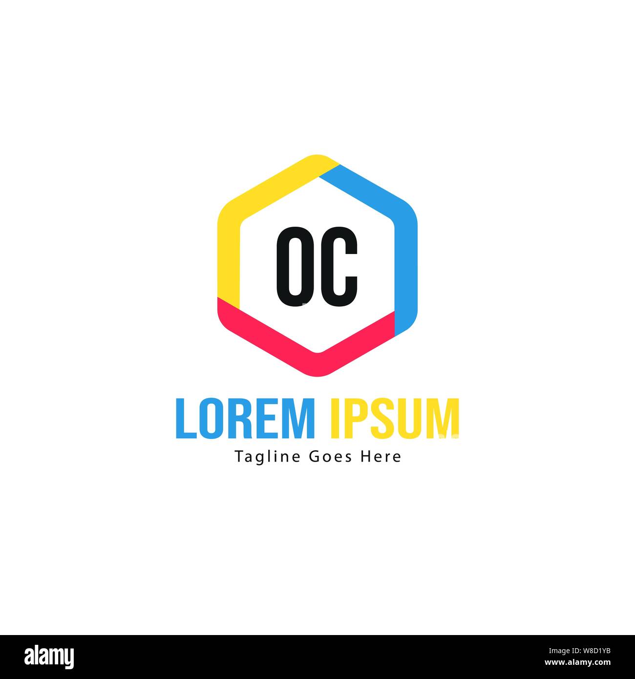 Iniziale logo OC Modello con telaio moderno. OC minimalista lettera logo illustrazione vettoriale design Illustrazione Vettoriale
