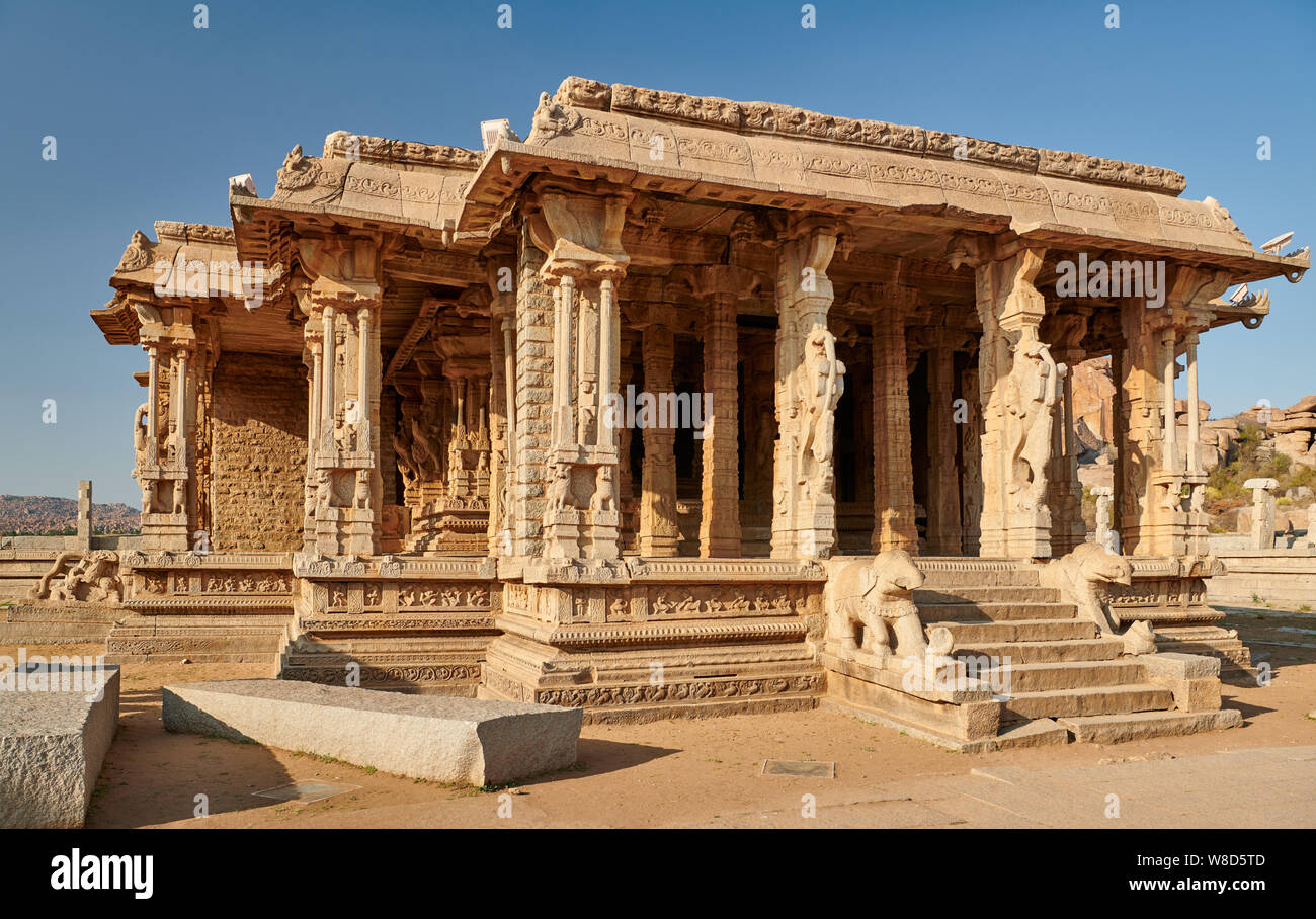 Vijaya Vittala tempio, Hampi, UNESCO sito heritge, Karnataka, India Foto Stock