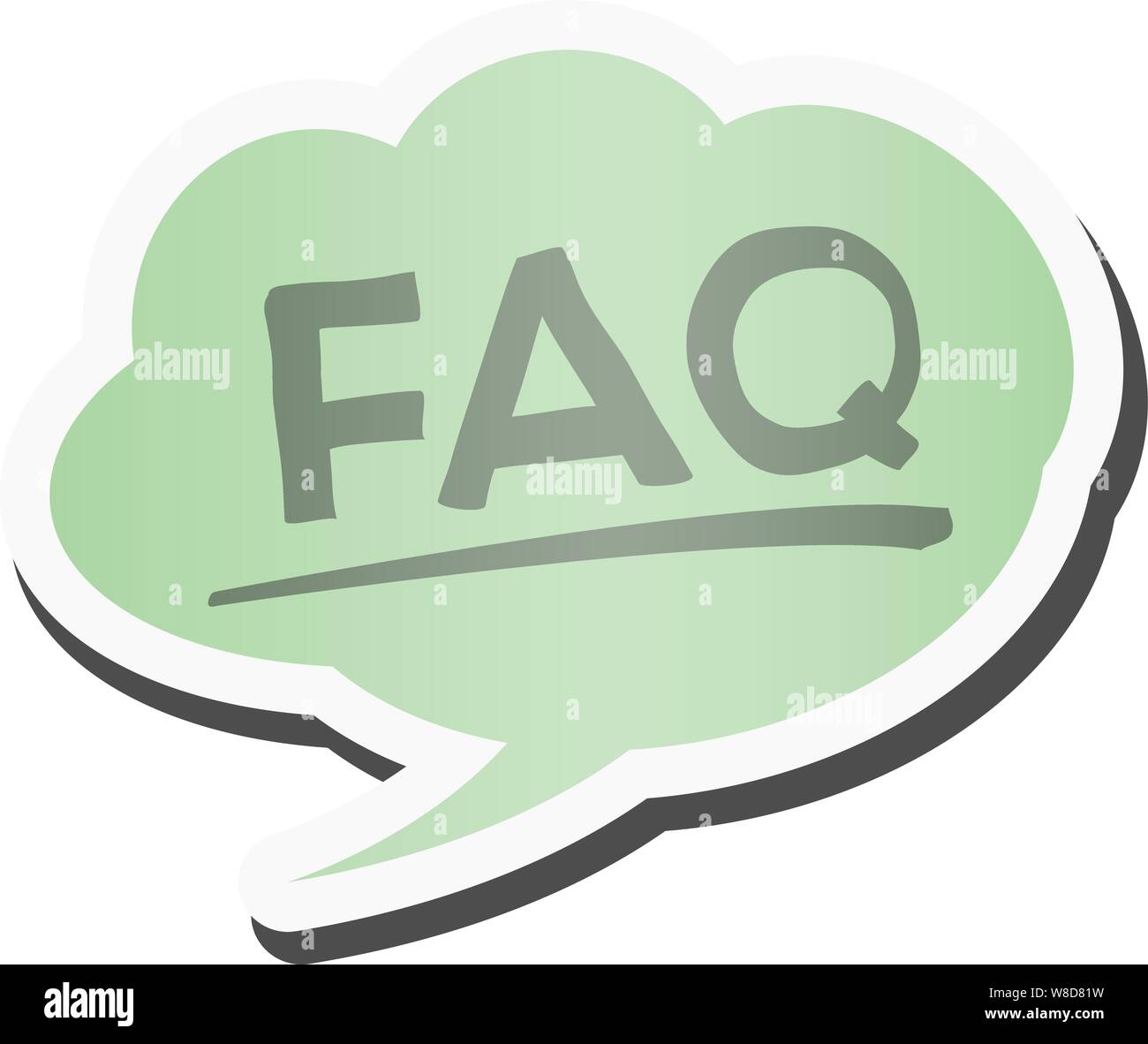FAQ in colore verde fumetto discorso bolla illustrazione vettoriale Illustrazione Vettoriale