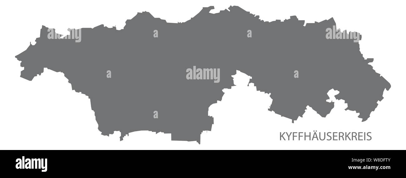 Kyffhaeuserkreis gray county map della Turingia Germania Illustrazione Vettoriale