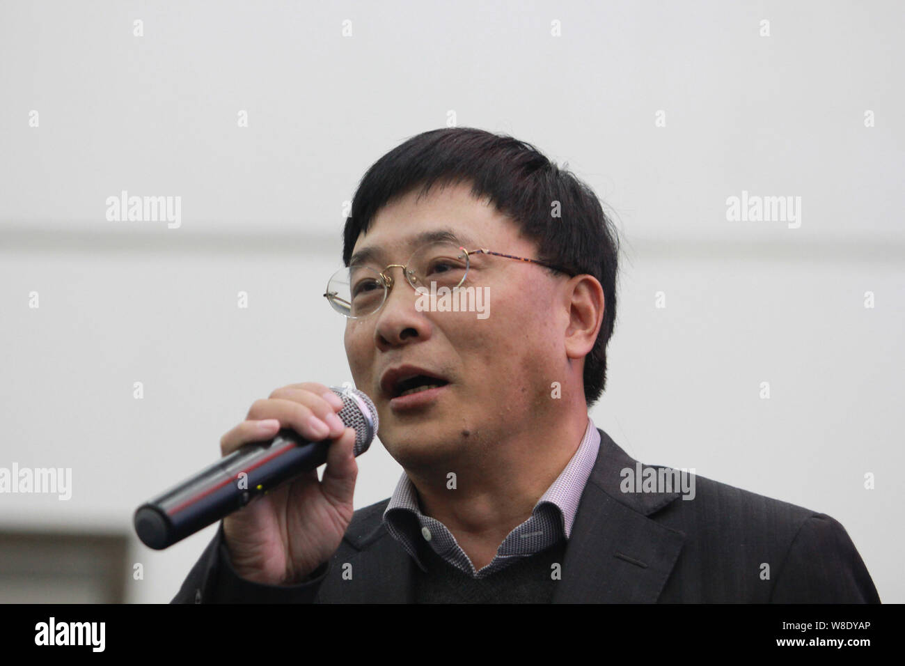 --FILE--Nie Qingping, General Manager di China Securities Finance Corporation Ltd., parla durante un seminario a Wuhan University nella città di Wuhan, centrale Foto Stock