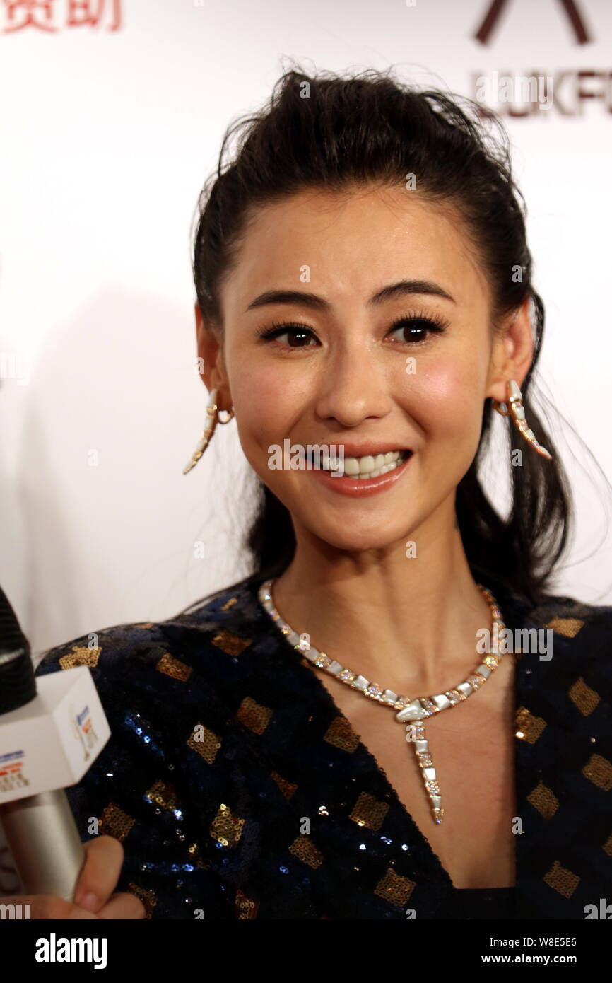 Hong Kong attrice Cecilia Cheung assiste la finale di Miss Universo Cina 2015 a Shanghai in Cina, 29 agosto 2015. Foto Stock