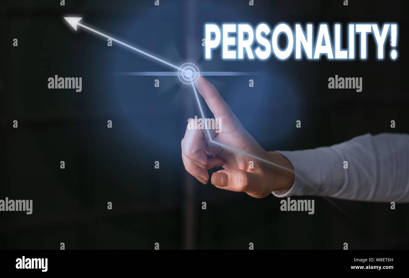 Conceptual la scrittura a mano che mostra la personalità. Concetto significato combinazione caratteristiche che formano gli individui personaggio Lady presentando anteriore lato bl Foto Stock