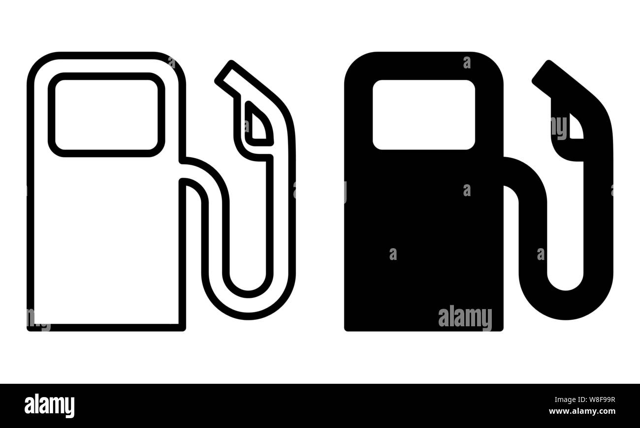 Un set di nero e di bianco le icone del carburante Illustrazione Vettoriale