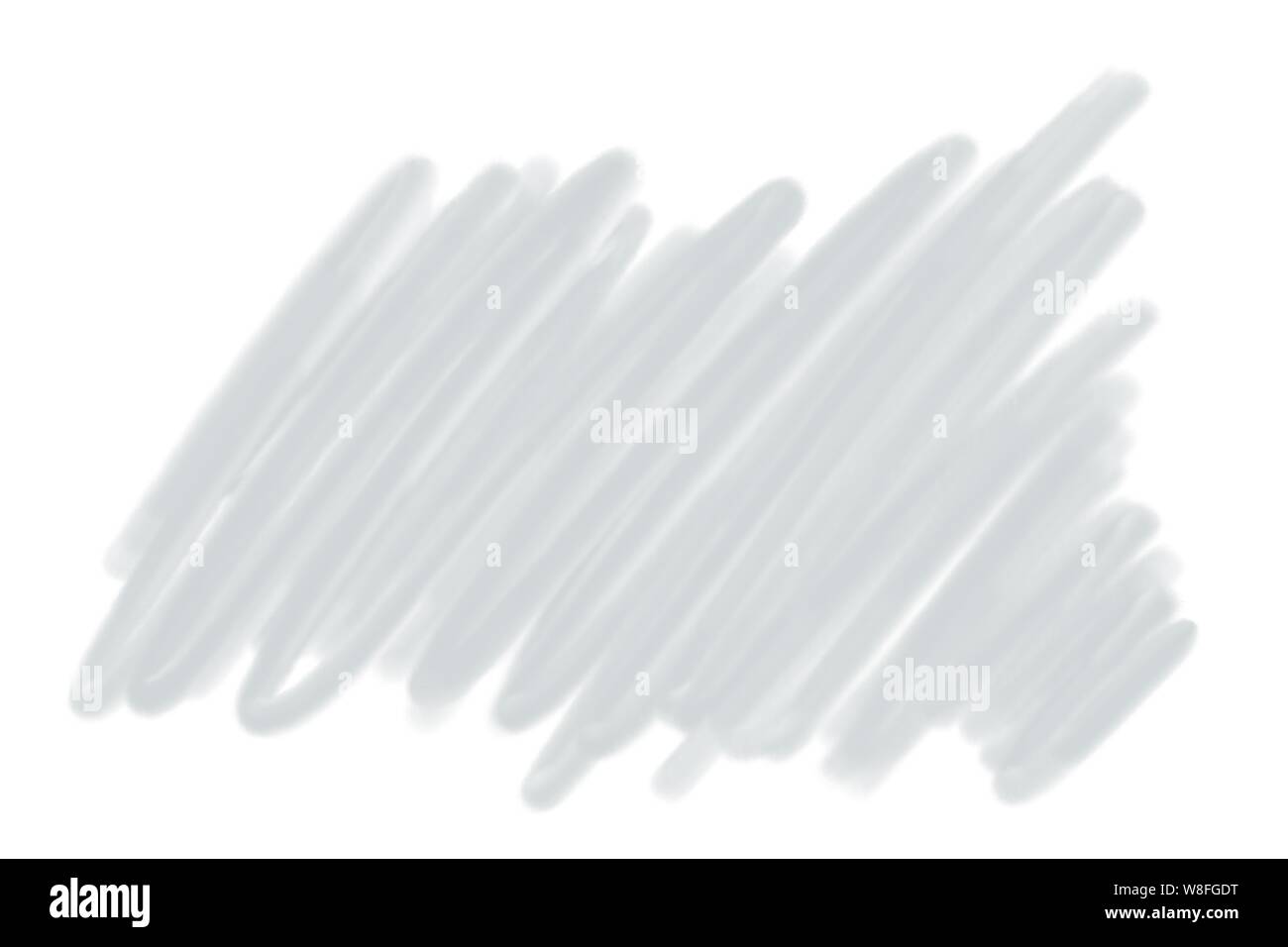 Grigio argento disegnati a mano vernice olio diagonal pennellata stain pattern su sfondo bianco Foto Stock