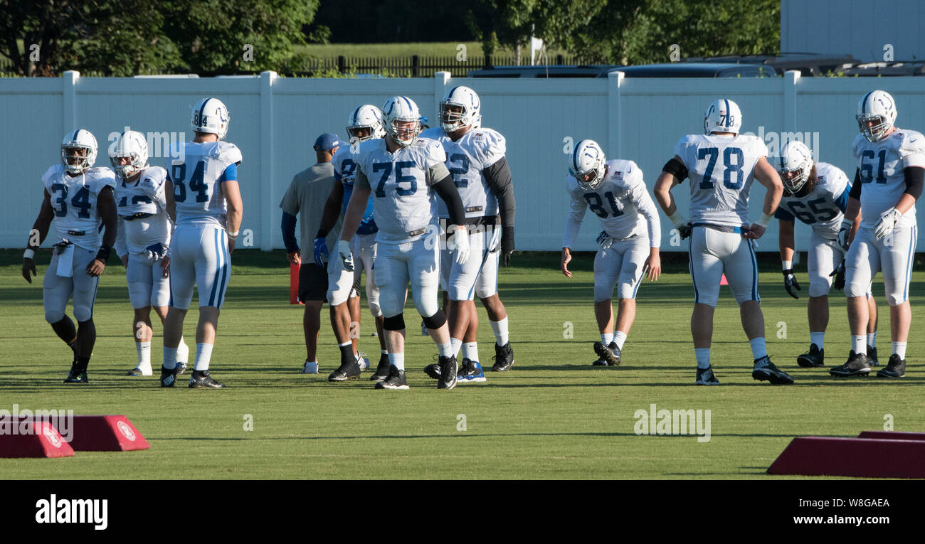 Un Indiana Colts estate pre-stagione training camp pratica in pastiglie Foto Stock