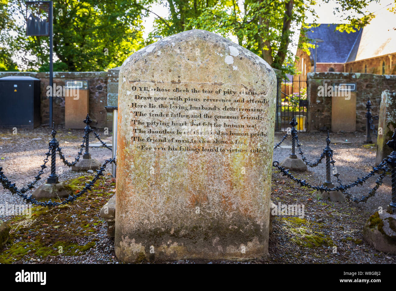 Alloway Kirk e il cimitero con la tomba di pietra del William Burns e Agnes Brown i genitori di Robert Burns Scottish National bard, Alloway, Ayr, Foto Stock