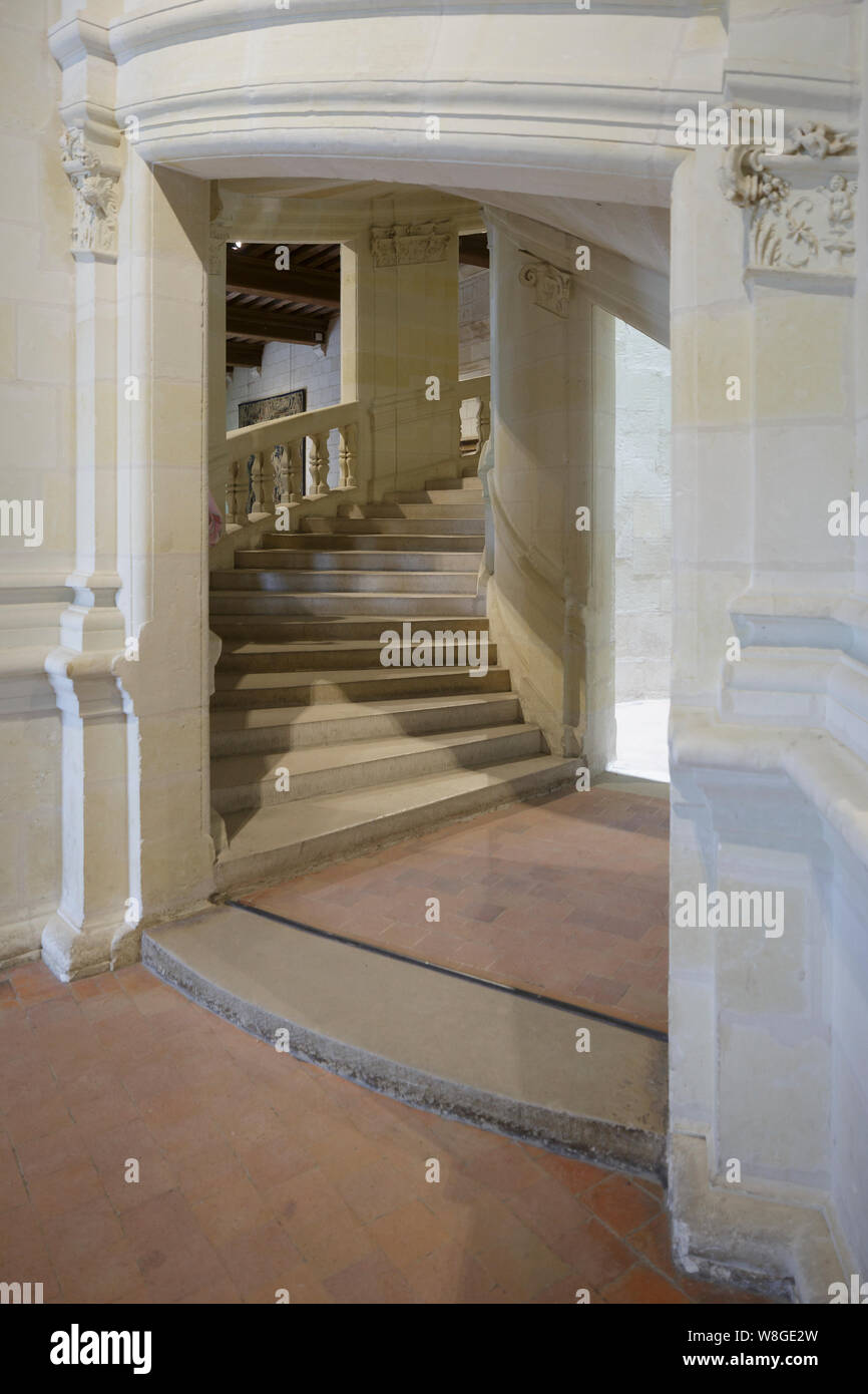 La doppia elica scalinata di Chateau de Chambord, Francia Foto stock