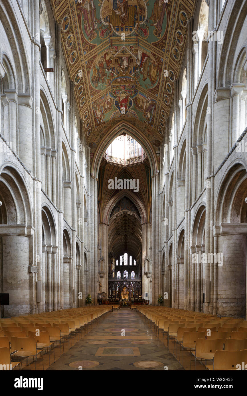 La navata centrale della Cattedrale di Ely, Inghilterra, Regno Unito. Foto Stock