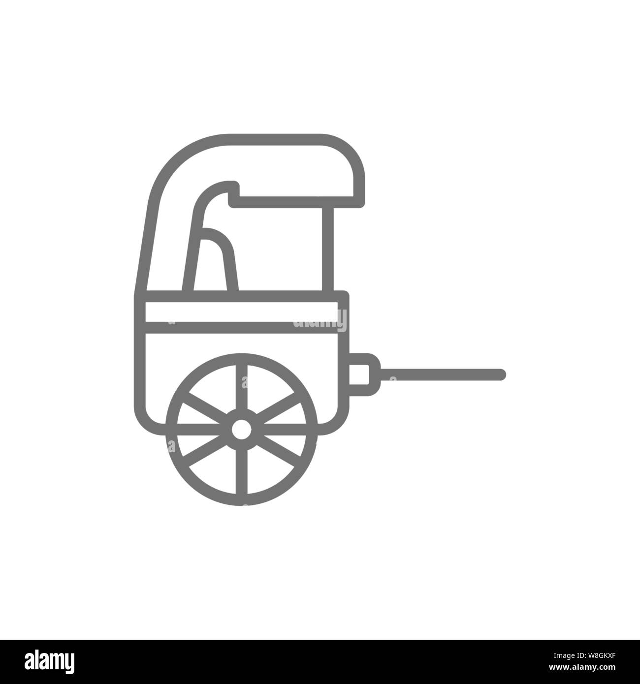 Vector rickshaw, cinese tradizionale linea di taxi icona. Illustrazione Vettoriale