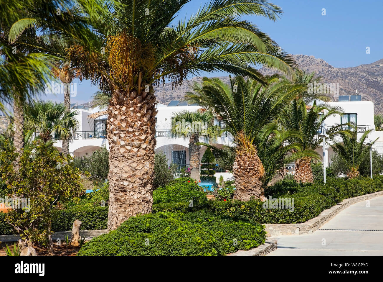 Ierapetra,Creete,Greece-October17,2018: Ostria Beach Resort & Spa è di lusso all inclusive hotel sul fronte spiaggia sulla costa meridionale di Creta nei pressi del traino Foto Stock