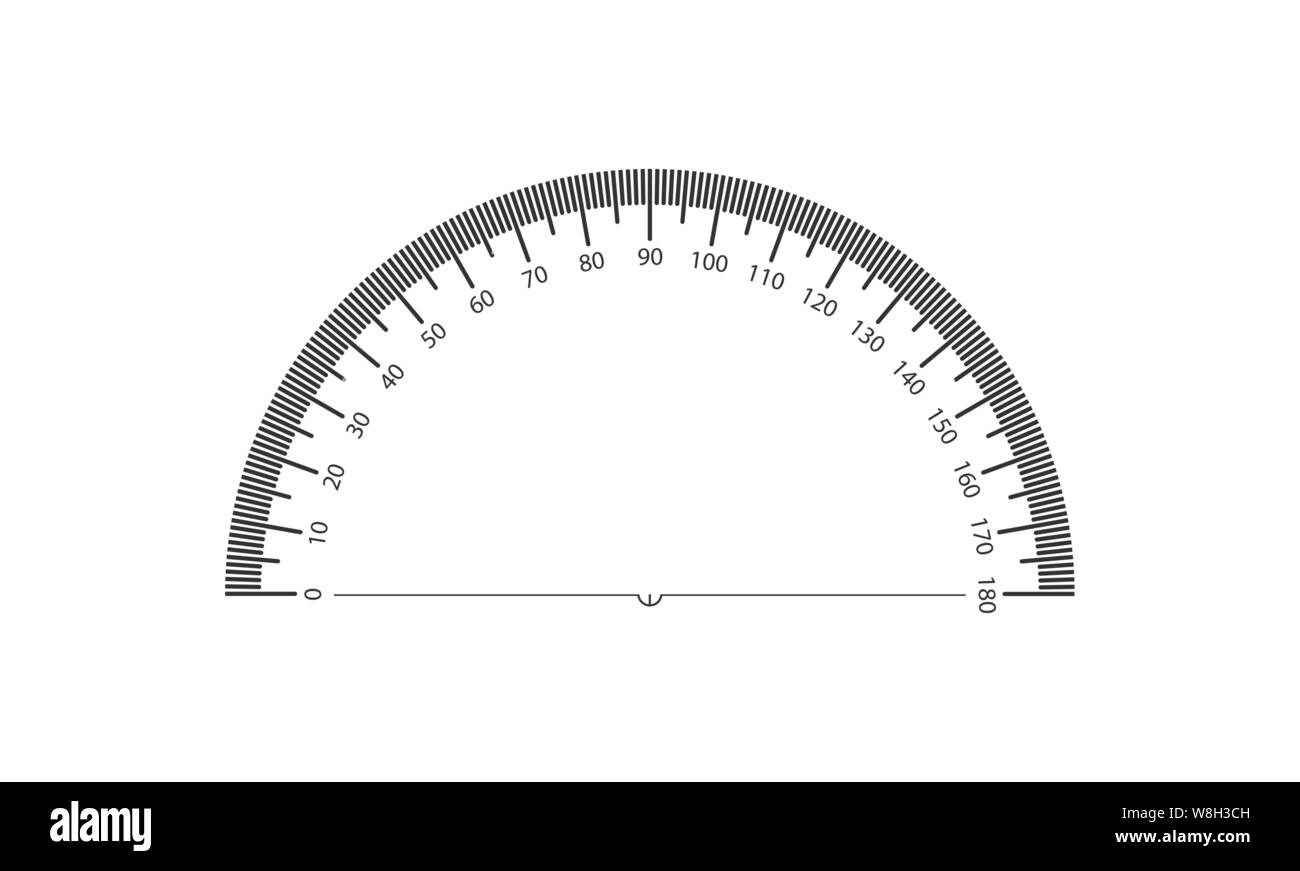 Goniometro reale su uno sfondo trasparente da 0 a 180 gradi. 1 divisione è  di 1 grado Immagine e Vettoriale - Alamy