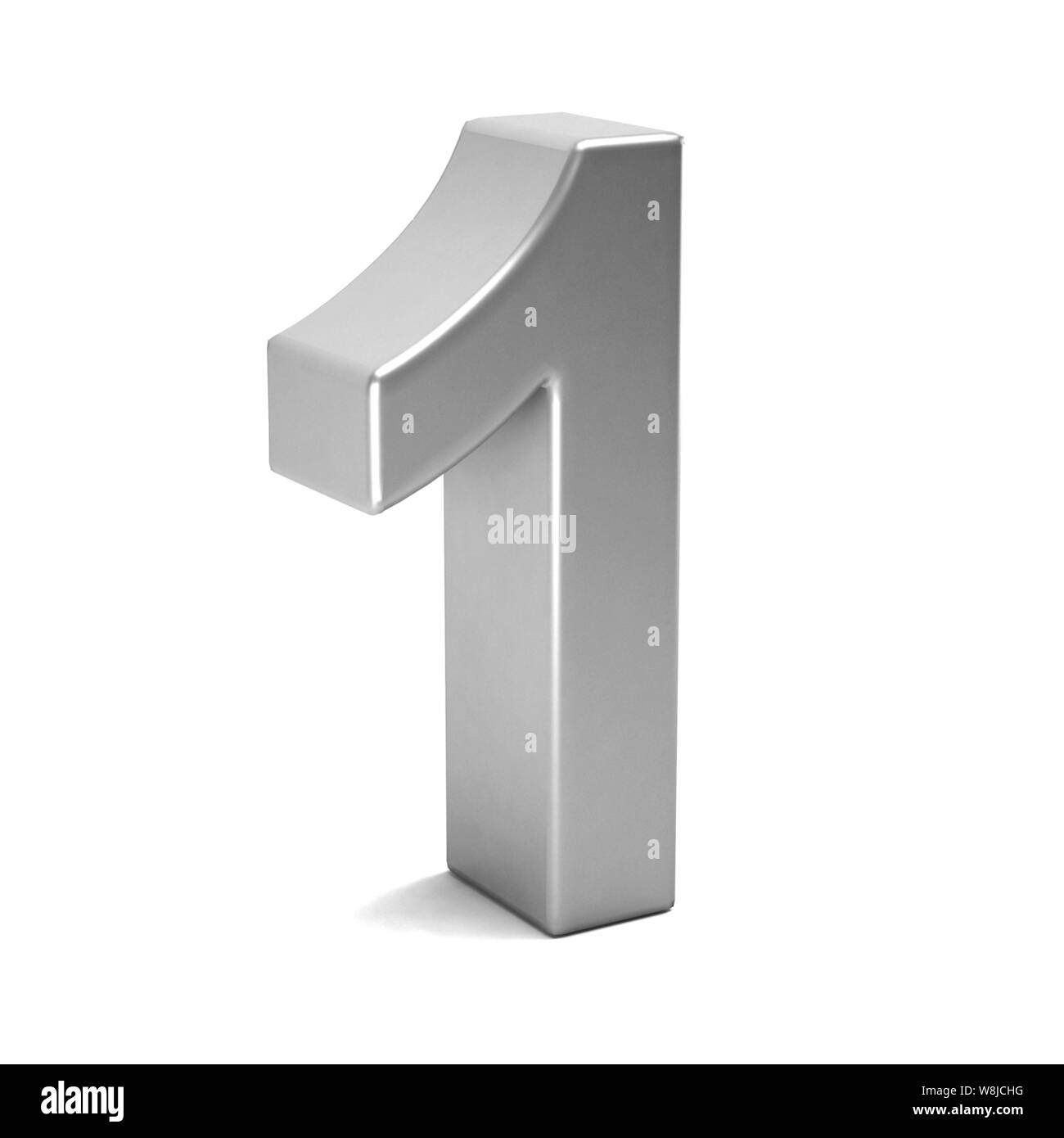 Il numero uno di colore bianco e la relativa icona. 3D Render illustrazione Foto Stock