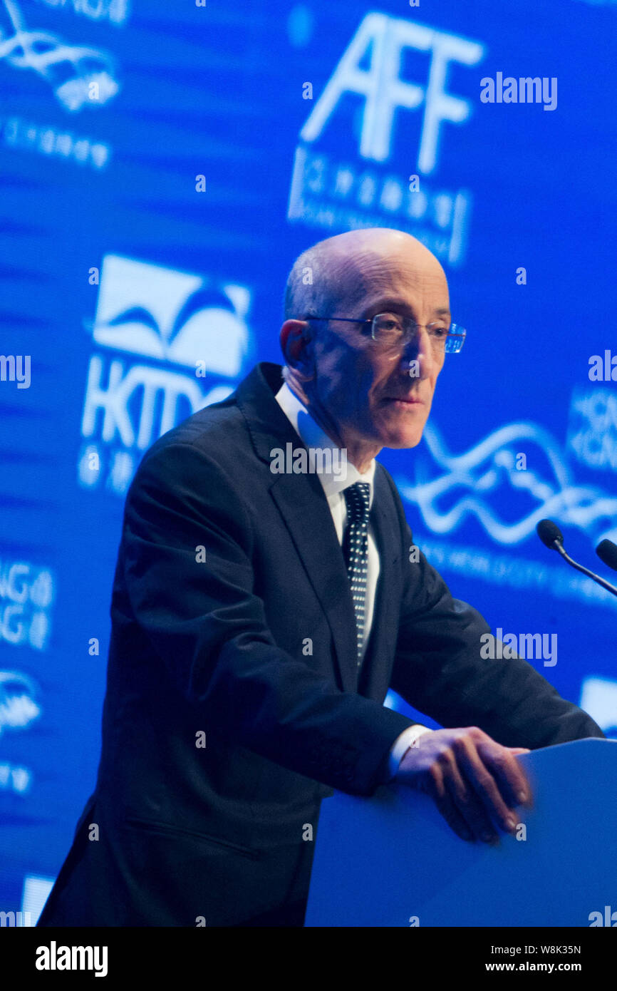 Timothy Massad, Presidente degli Stati Uniti Commodity Futures Trading Commission (CFTC), assiste il 8° Asian Forum finanziario (AFF) a Hong Kong, Cina, 19 Janu Foto Stock