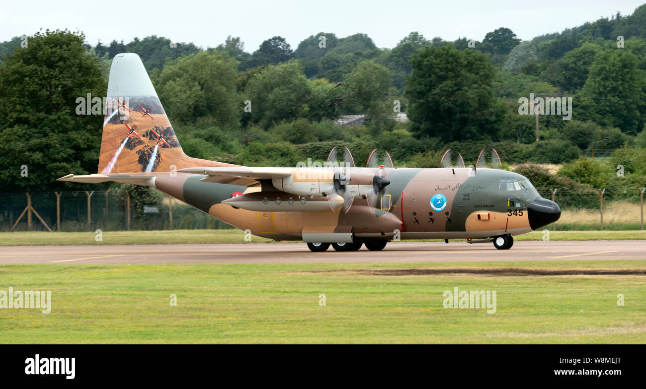 Guts compagnia aerea 345 Royal Jordanian C-130H Hercules del terzo squadrone di trasporto a RIAT 2019 Foto Stock