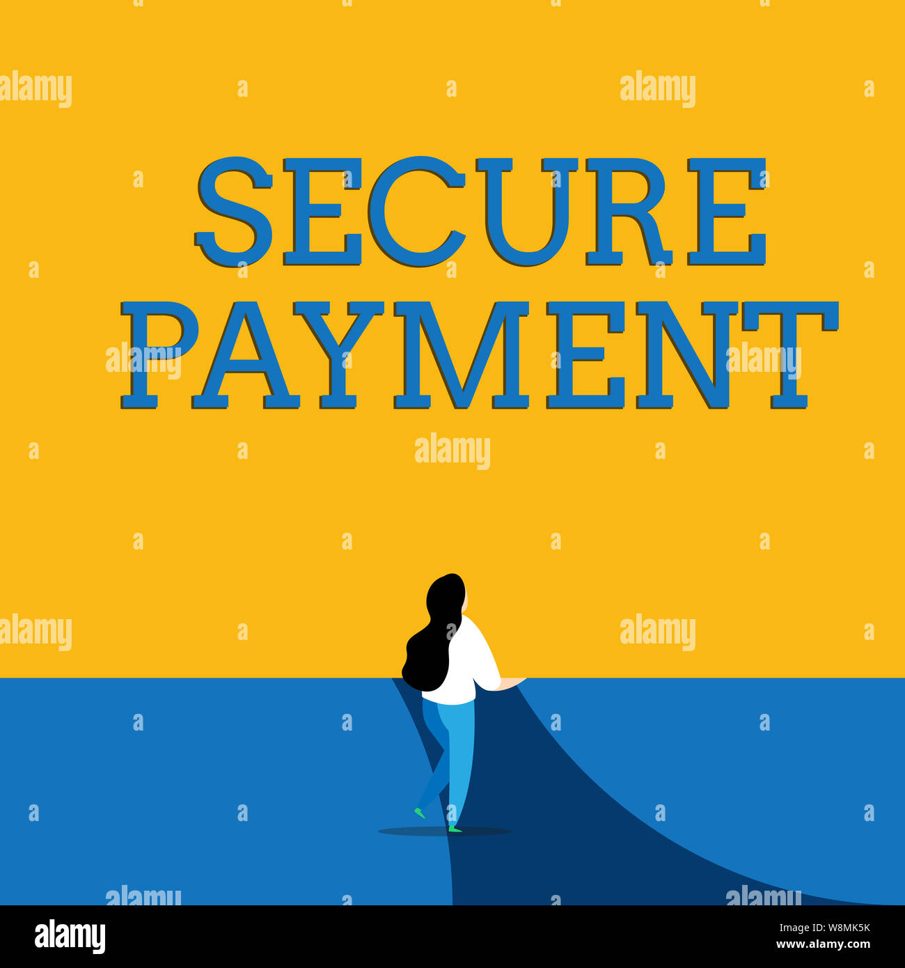 Conceptual la scrittura a mano che mostra il sistema di pagamento sicuro. Concetto significato Sicurezza del pagamento si riferisce a garantire di pagato anche nella controversia vista posteriore giovani capelli lunghi Foto Stock