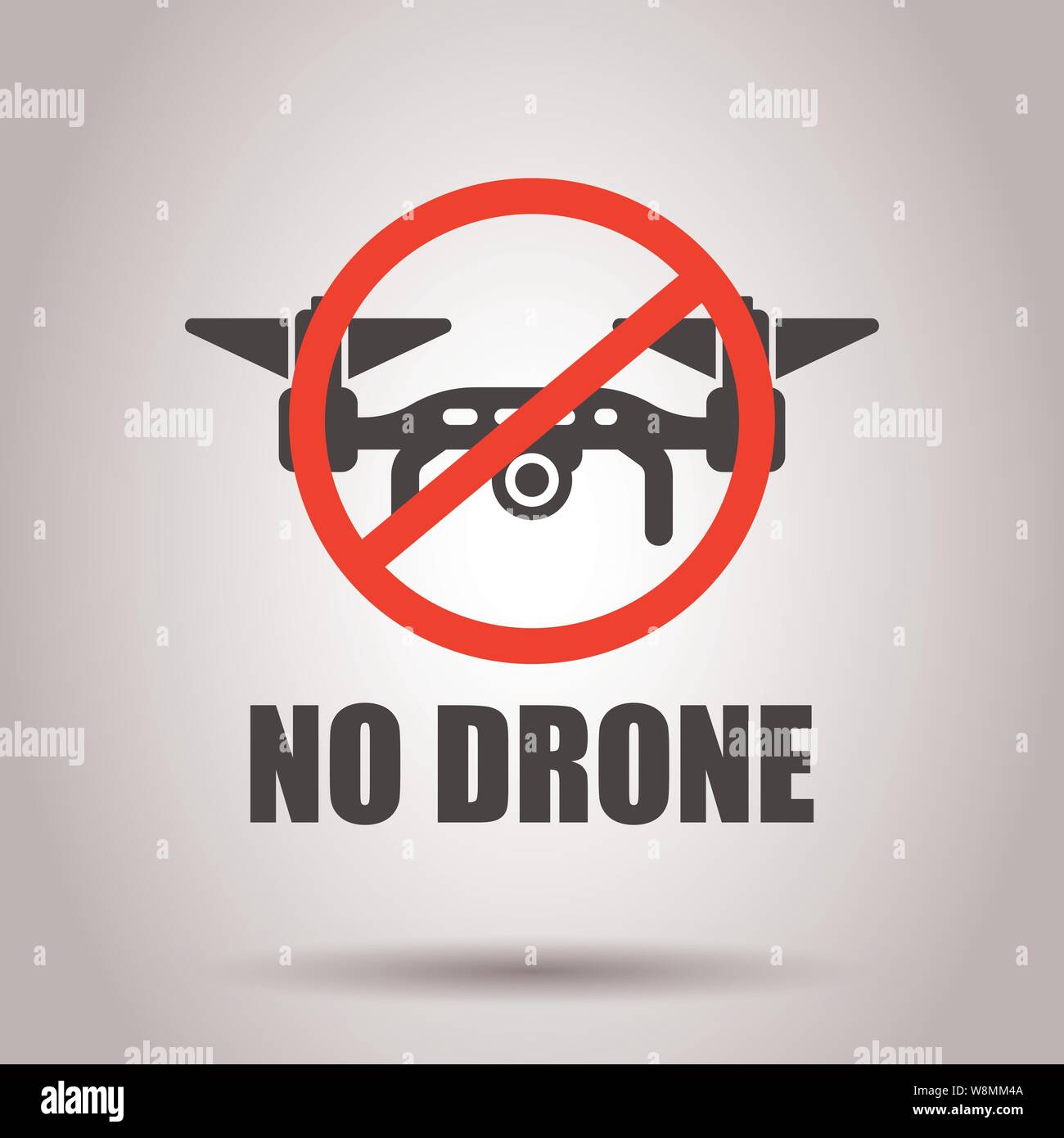 Nessuna zona di drone segno icona in stile trasparente. Divieto illustrazione vettoriale su sfondo isolato. Vietato volo il concetto di business. Illustrazione Vettoriale