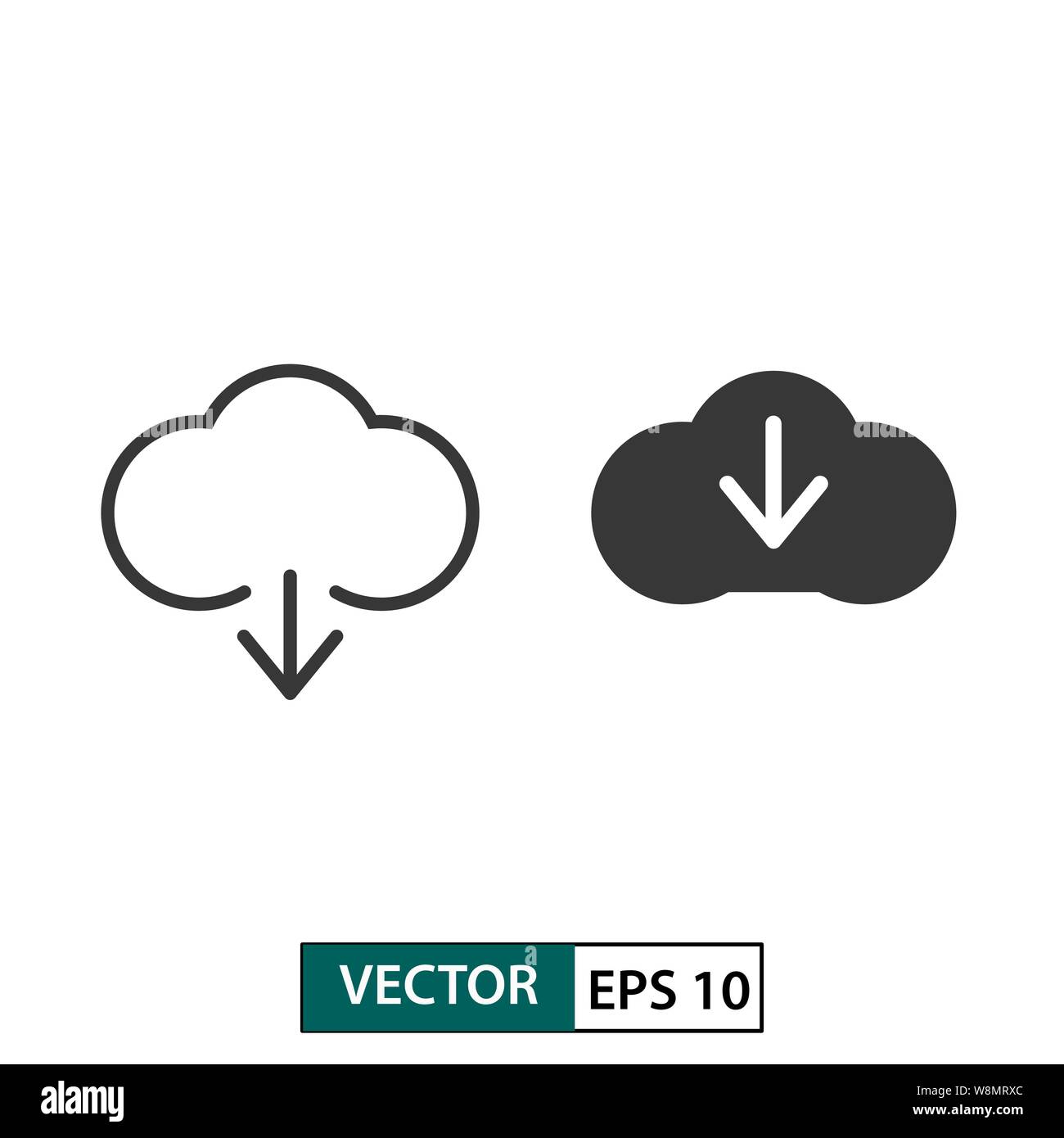 Il Cloud scarica il vettore icona set. Isolato su sfondo bianco. Illustrazione vettoriale EPS 10 Illustrazione Vettoriale