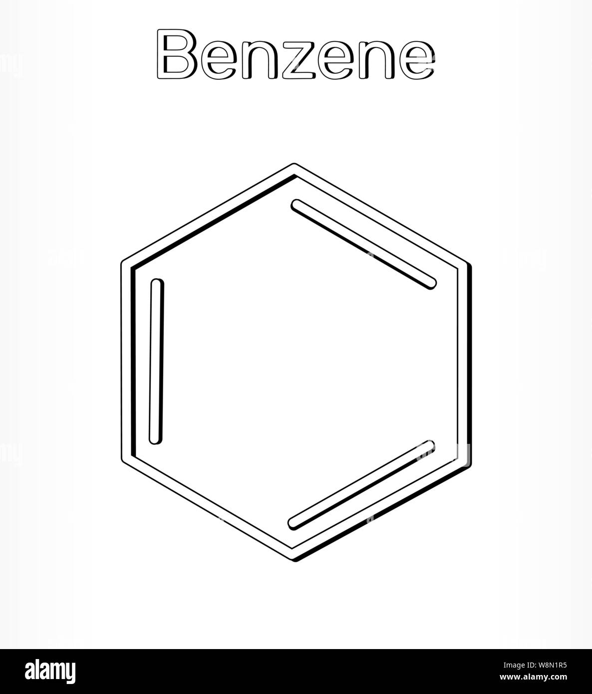 Molecola di benzene C6H6 - Chimica strutturale. Illustrazione Vettoriale Illustrazione Vettoriale