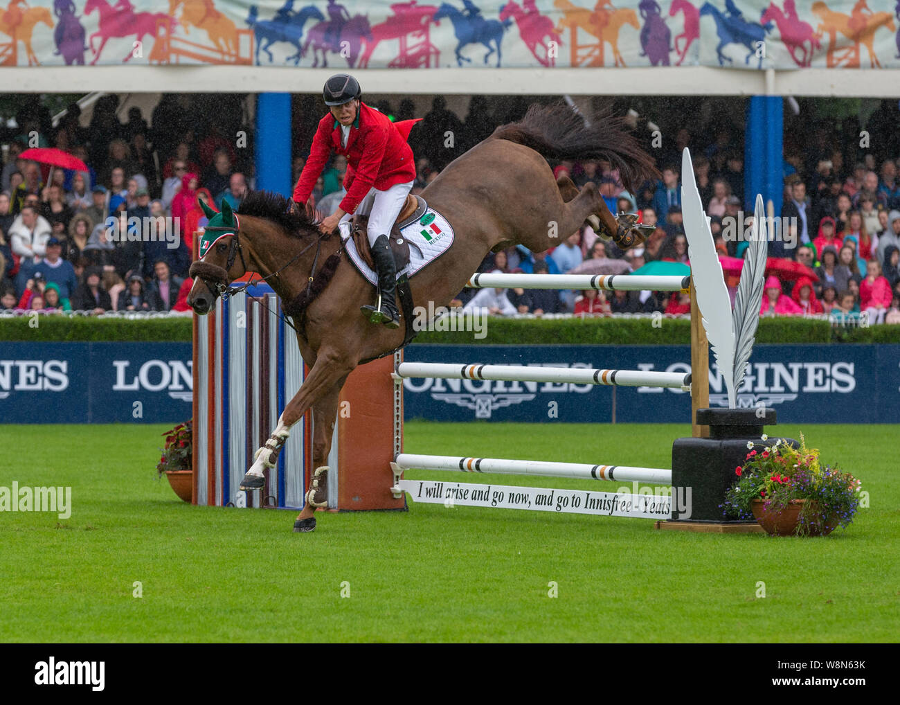 Dublino, Irlanda 09 agosto 2019. Frederico Fernandez per Team Messico competere per l'Aga Khan Cup in Longines Nations Cup Show Jumping al RDS Dublin Horse Show. Credito: John Rymer/Alamy Live News Foto Stock