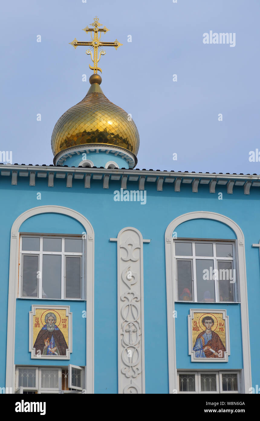 In corso lavori di restauro nella cattedrale dell Assunzione della Vergine, Tashkent, Uzbekistan Foto Stock