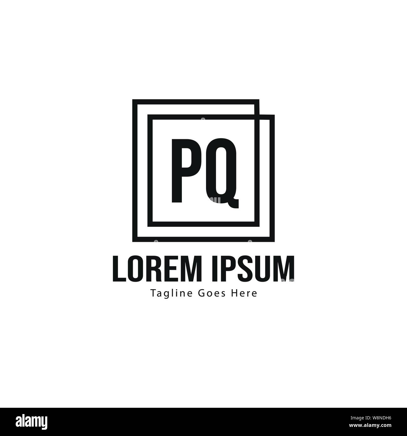 Iniziale logo PQ Modello con telaio moderno. PQ minimalista lettera logo illustrazione vettoriale design Illustrazione Vettoriale