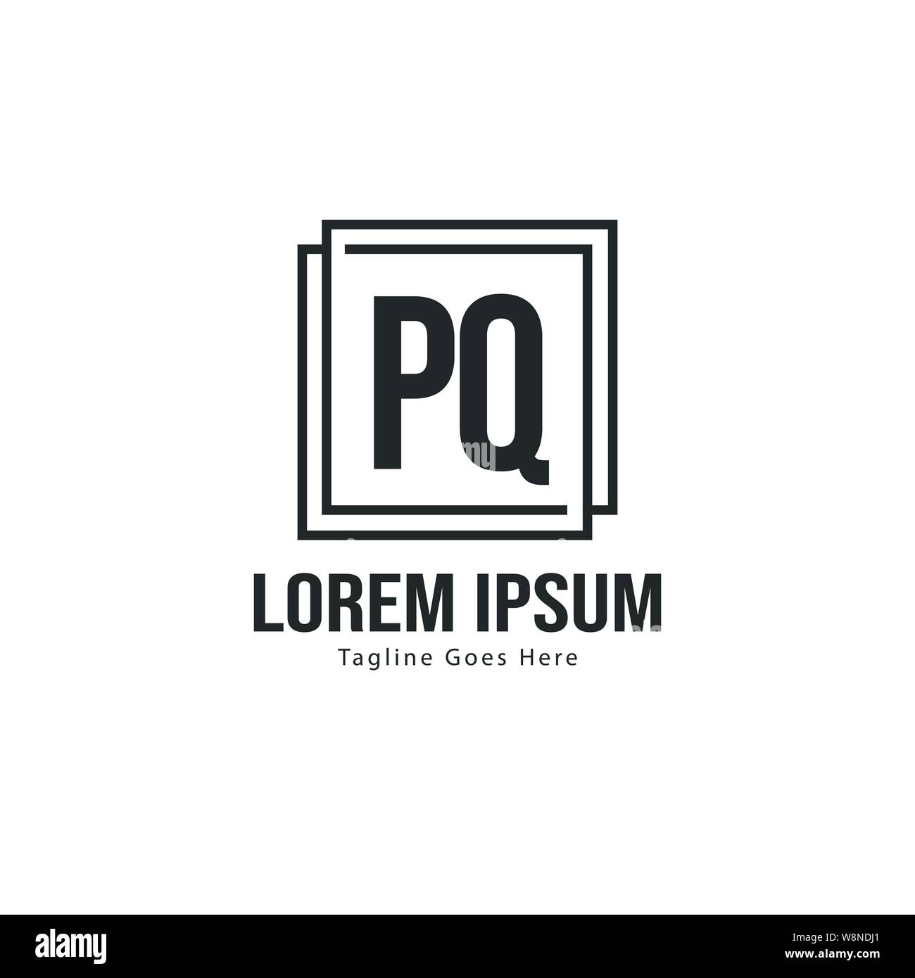 Iniziale logo PQ Modello con telaio moderno. PQ minimalista lettera logo illustrazione vettoriale design Illustrazione Vettoriale