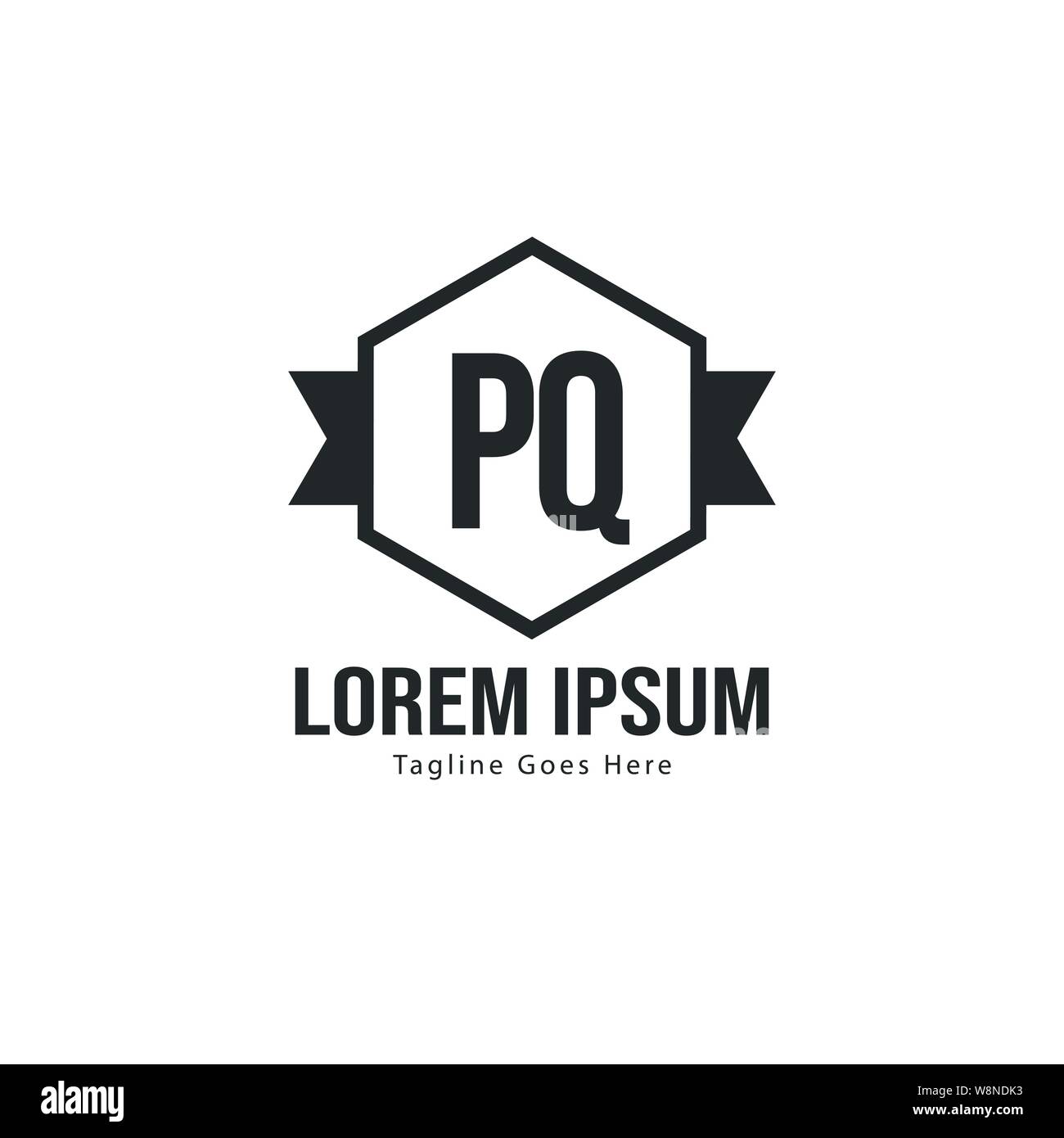 Iniziale logo PQ Modello con telaio moderno. PQ minimalista lettera logo illustrazione vettoriale design Illustrazione Vettoriale