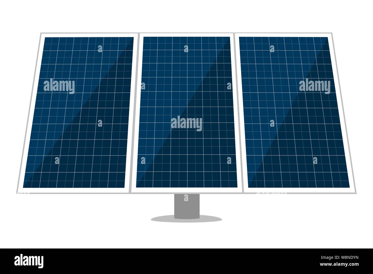 Pannello solare di progettazione del vettore di energia solare moduli, eco batterie di alimentazione con energia fotovoltaica celle solari. Alternative di fonte di energia rinnovabile, elettricità Illustrazione Vettoriale