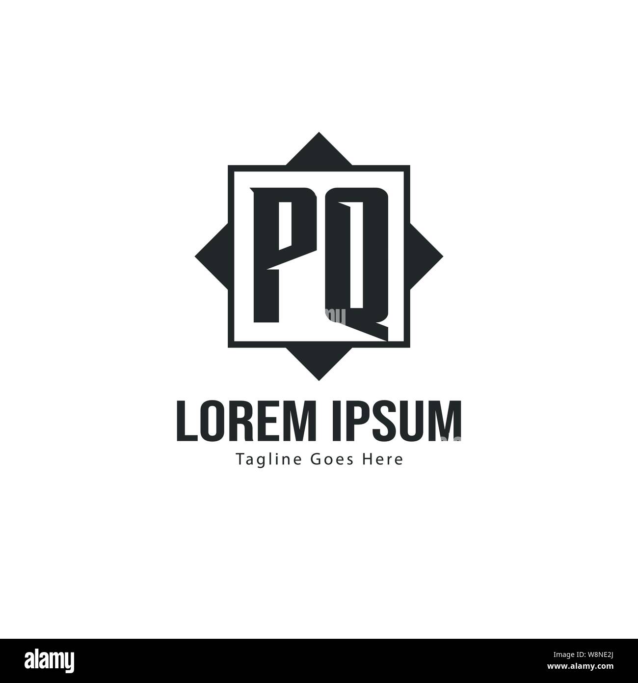 Iniziale logo PQ Modello con telaio moderno. PQ minimalista lettera logo illustrazione vettoriale design Illustrazione Vettoriale