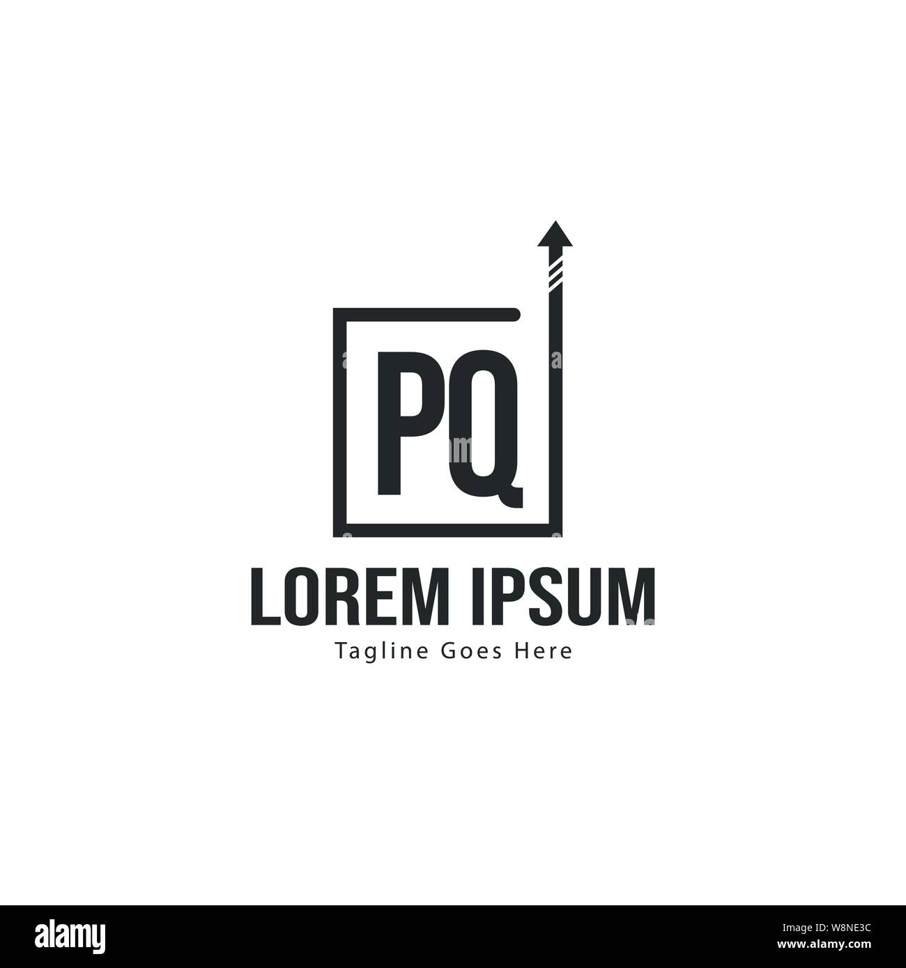 Iniziale logo PQ Modello con telaio moderno. PQ minimalista lettera logo illustrazione vettoriale design Illustrazione Vettoriale