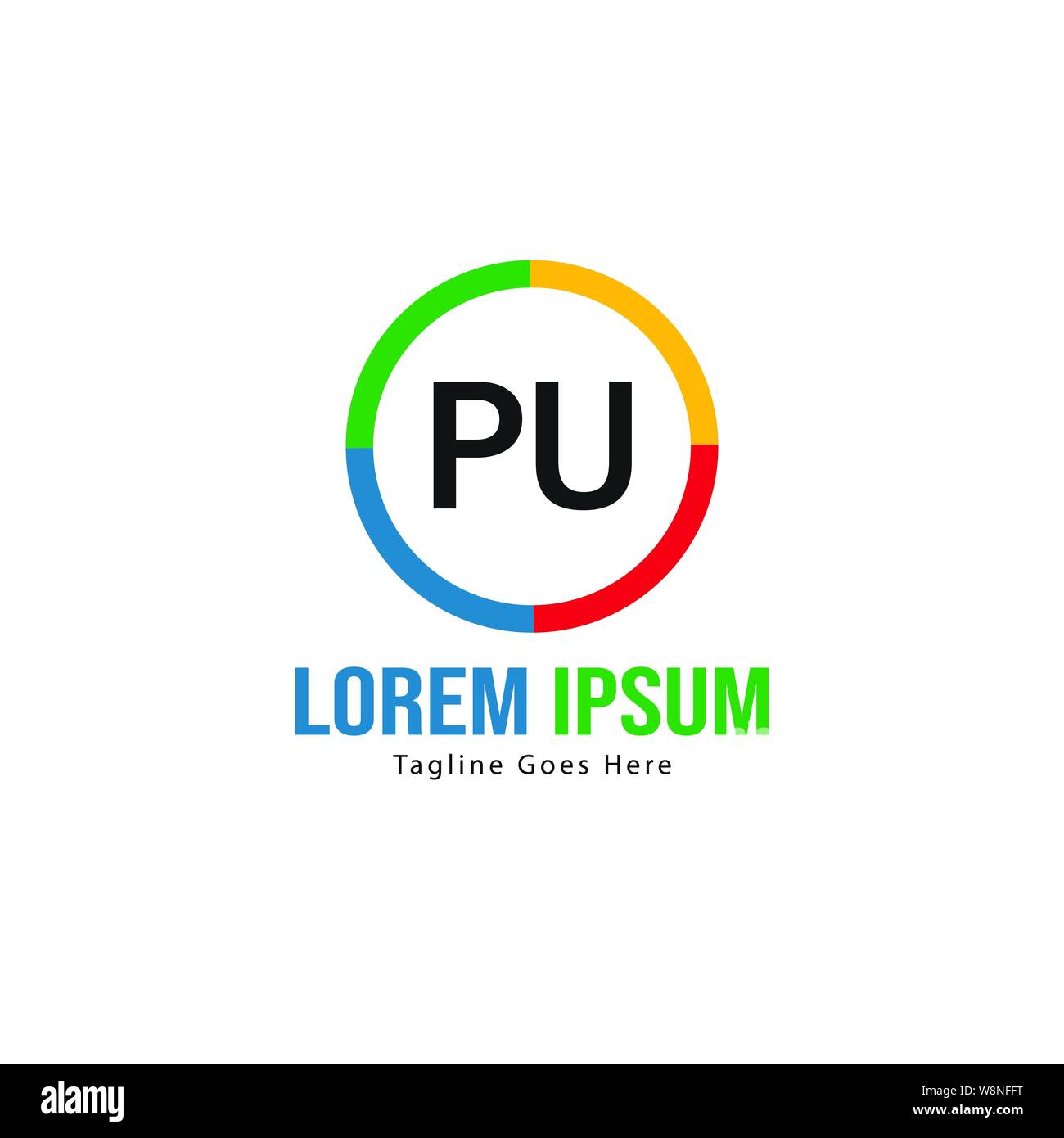 Iniziale logo PU Modello con telaio moderno. Minimalista lettera PU logo illustrazione vettoriale design Illustrazione Vettoriale