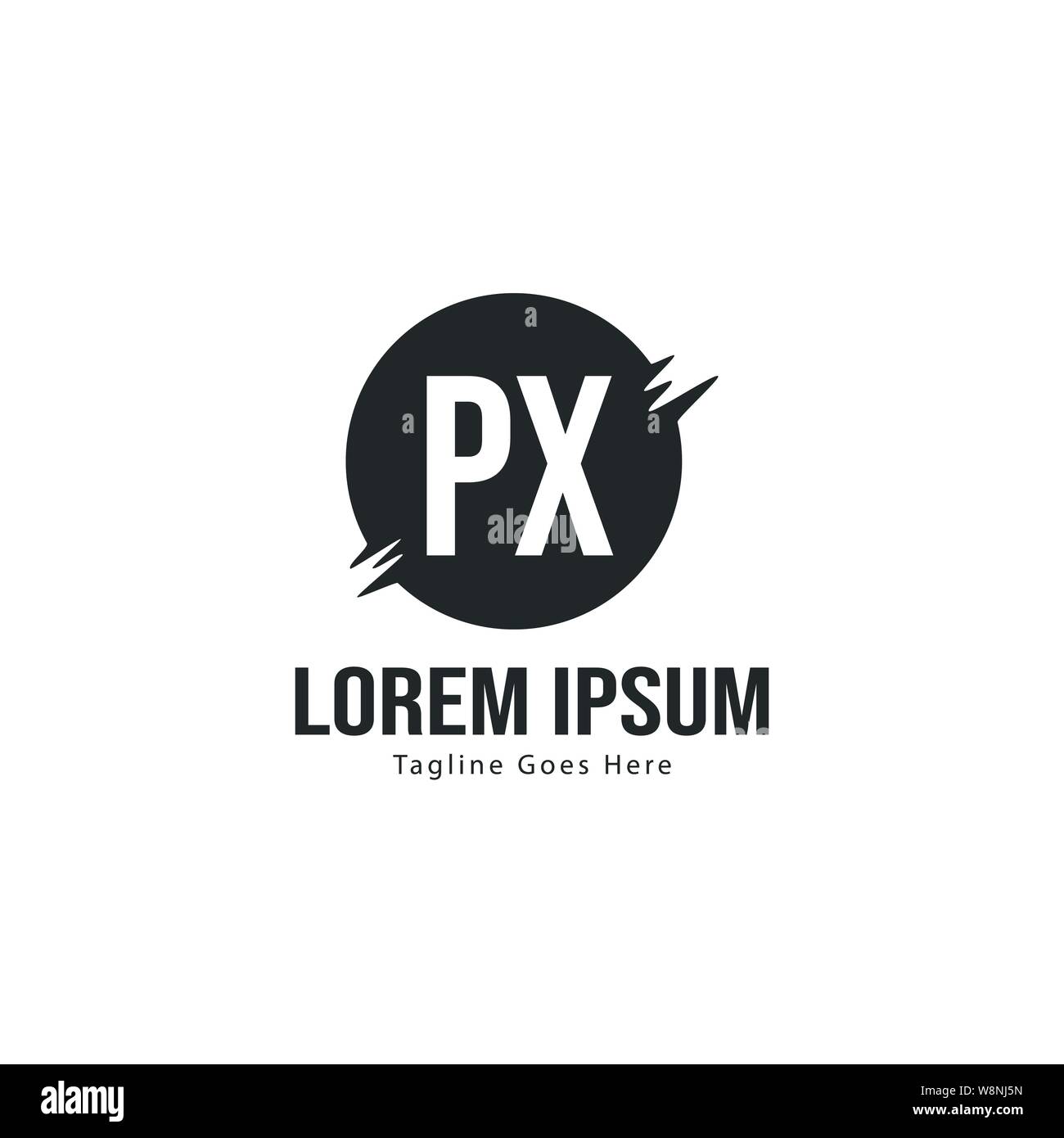 Iniziale logo PX modello con telaio moderno. PX minimalista lettera logo illustrazione vettoriale design Illustrazione Vettoriale