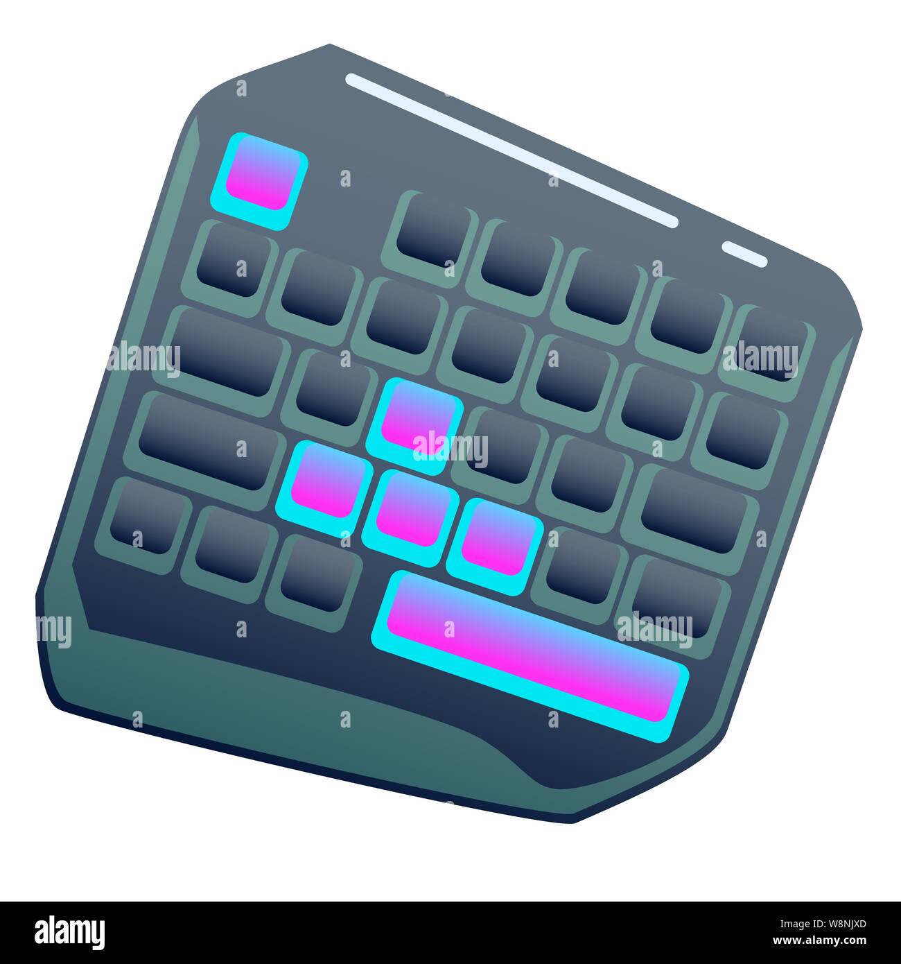 Dark una mano di gioco, tastiera Tastiera Gaming, Mini Tastiera Gaming su  sfondo isolato, luminoso appartamento icona con rosa e blu. Retro bianco  vettore Immagine e Vettoriale - Alamy