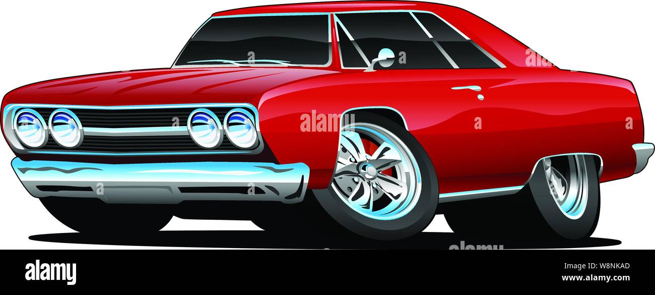 Classic Muscle Car Cartoon isolato illustrazione vettoriale Illustrazione Vettoriale