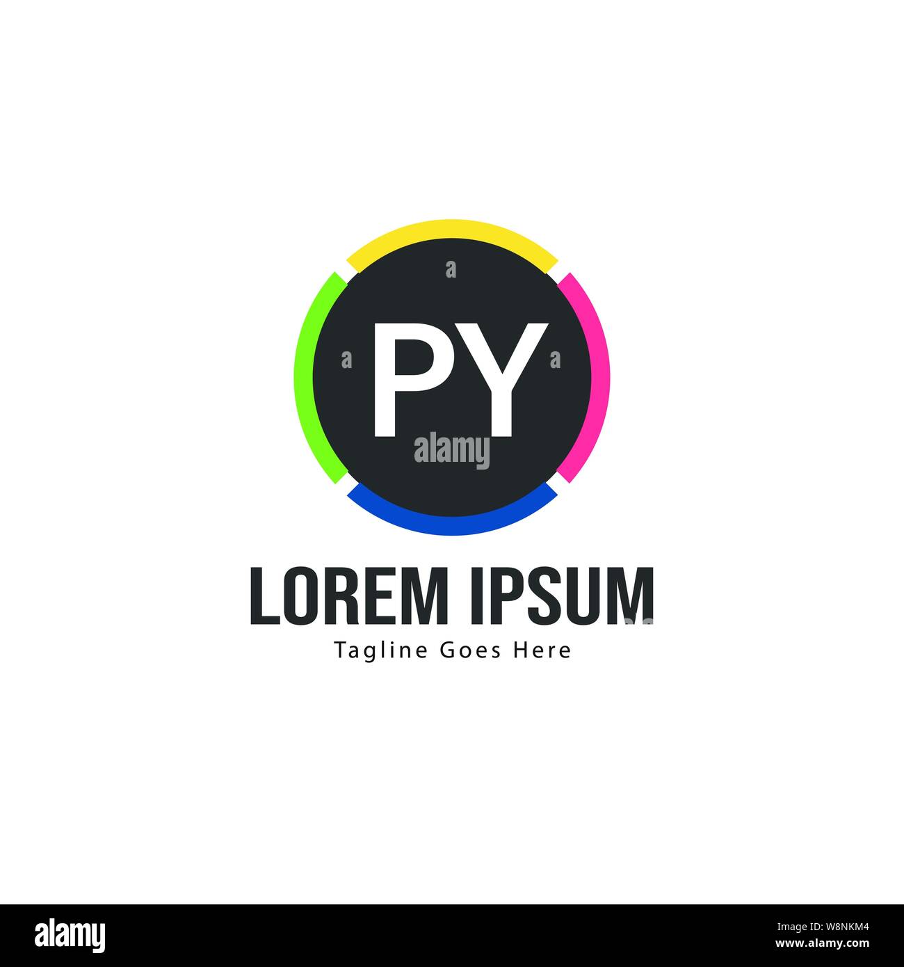 Iniziale logo PY Modello con telaio moderno. Minimalista lettera PY logo illustrazione vettoriale design Illustrazione Vettoriale