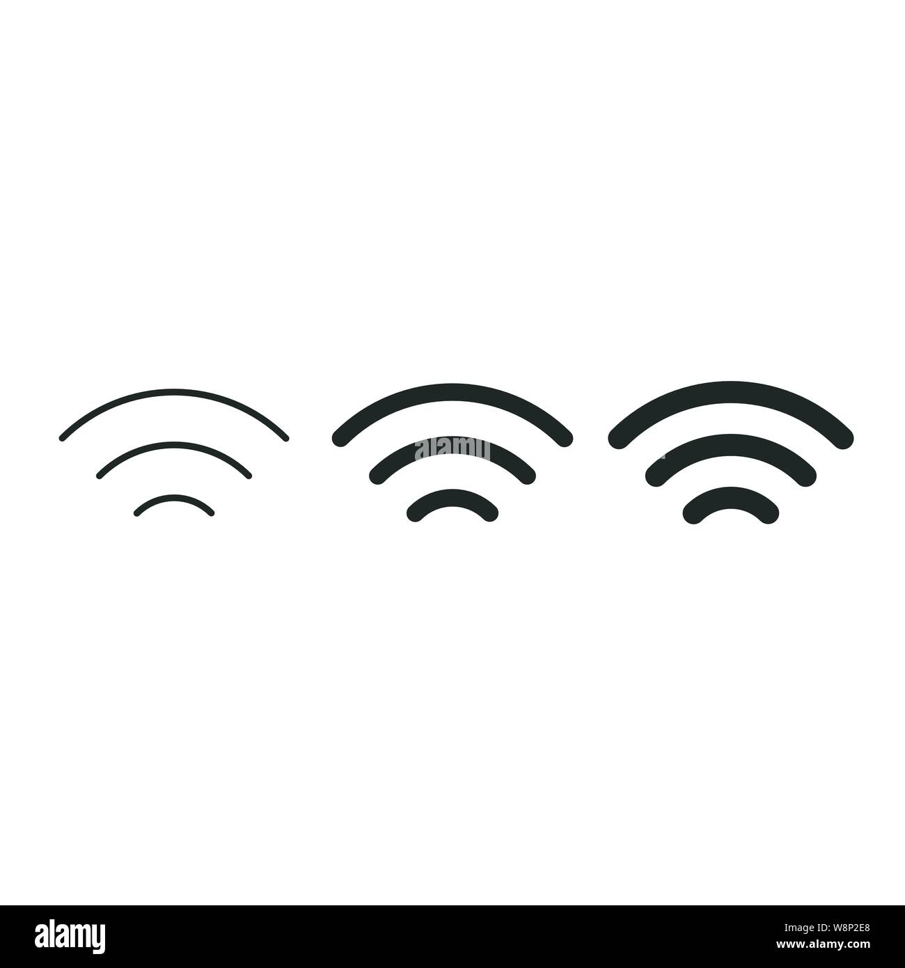 Wifi differenti livelli di segnale. Intensità del segnale wireless sull'icona indicatore. Accesso remoto per un accesso a internet. Illustrazione Vettoriale Illustrazione Vettoriale