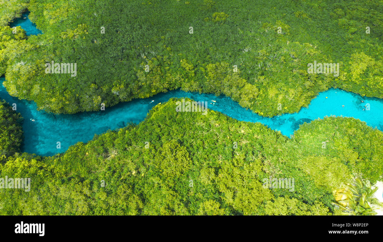 Veduta aerea della casa Cenote in Tulum, Quintana Roo, Messico Foto Stock