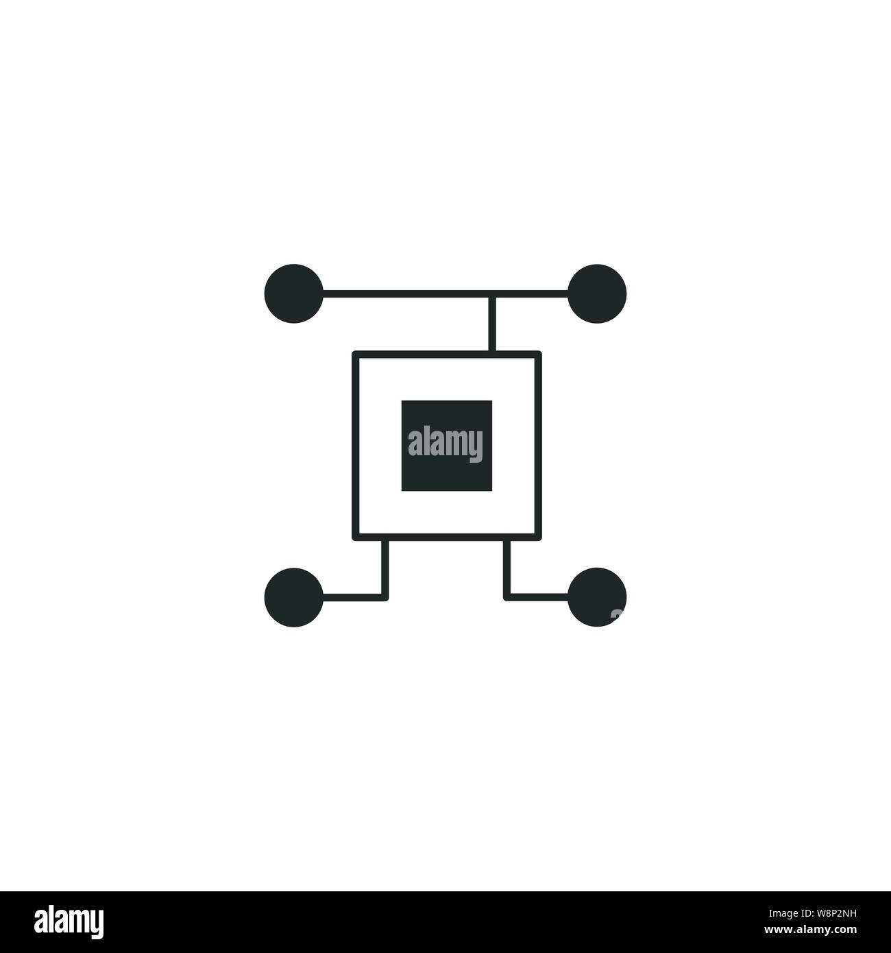 Processore chip icona, tecnologia del circuito simbolo elettrico, illustrazione di vettore isolato su sfondo bianco Illustrazione Vettoriale
