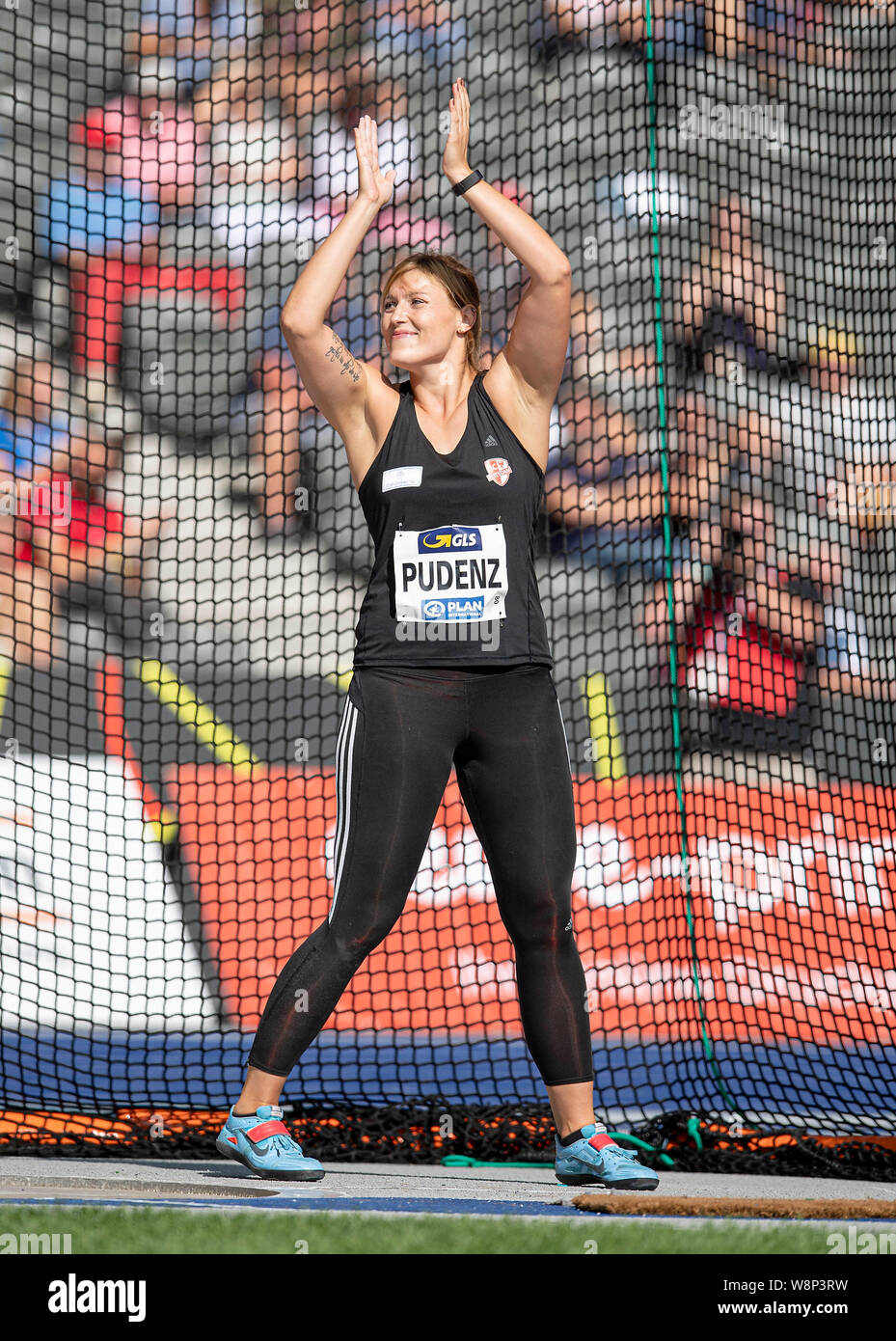 Vincitore Kristin PUDENZ (SC Potsdam) al primo posto, battimani, battendo le mani. Discus finale di gettare delle donne su 04.08.2019 German Athletics Championships 2019, dal 03.08. - 04.08.2019 a Berlino / Germania. | Utilizzo di tutto il mondo Foto Stock
